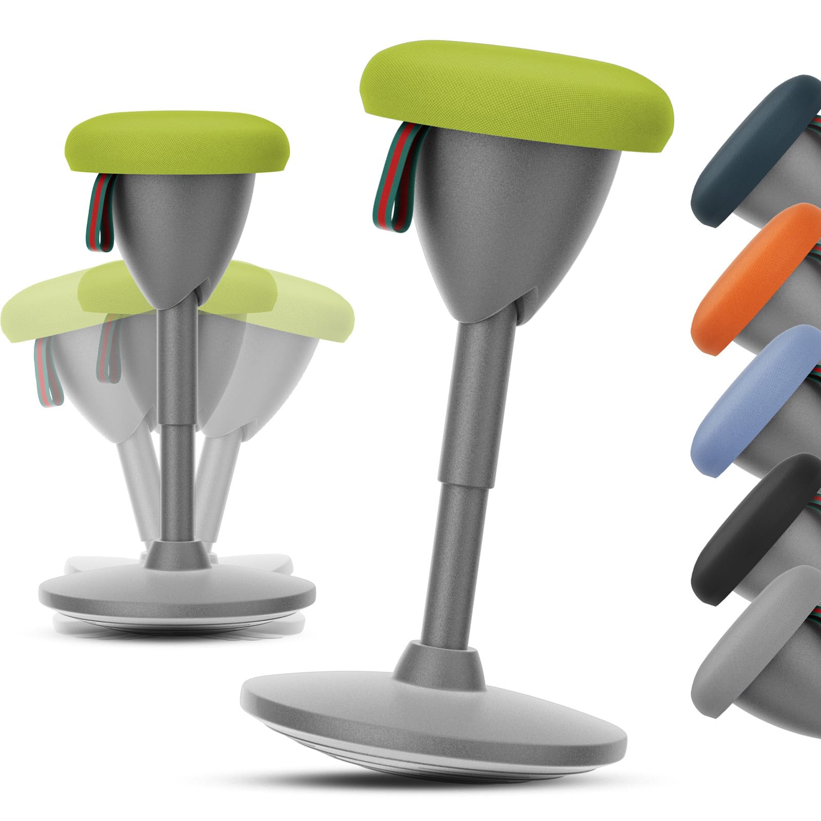 Adjustable Height Wobble Stool for Standing Desk - 360° Rocking Motion & Non-Slip Base - Ergonomic Office & Classroom Chair - Portable Balance Stool (Green) - Perfect for Home Office, School, and Active Sitting Workstations