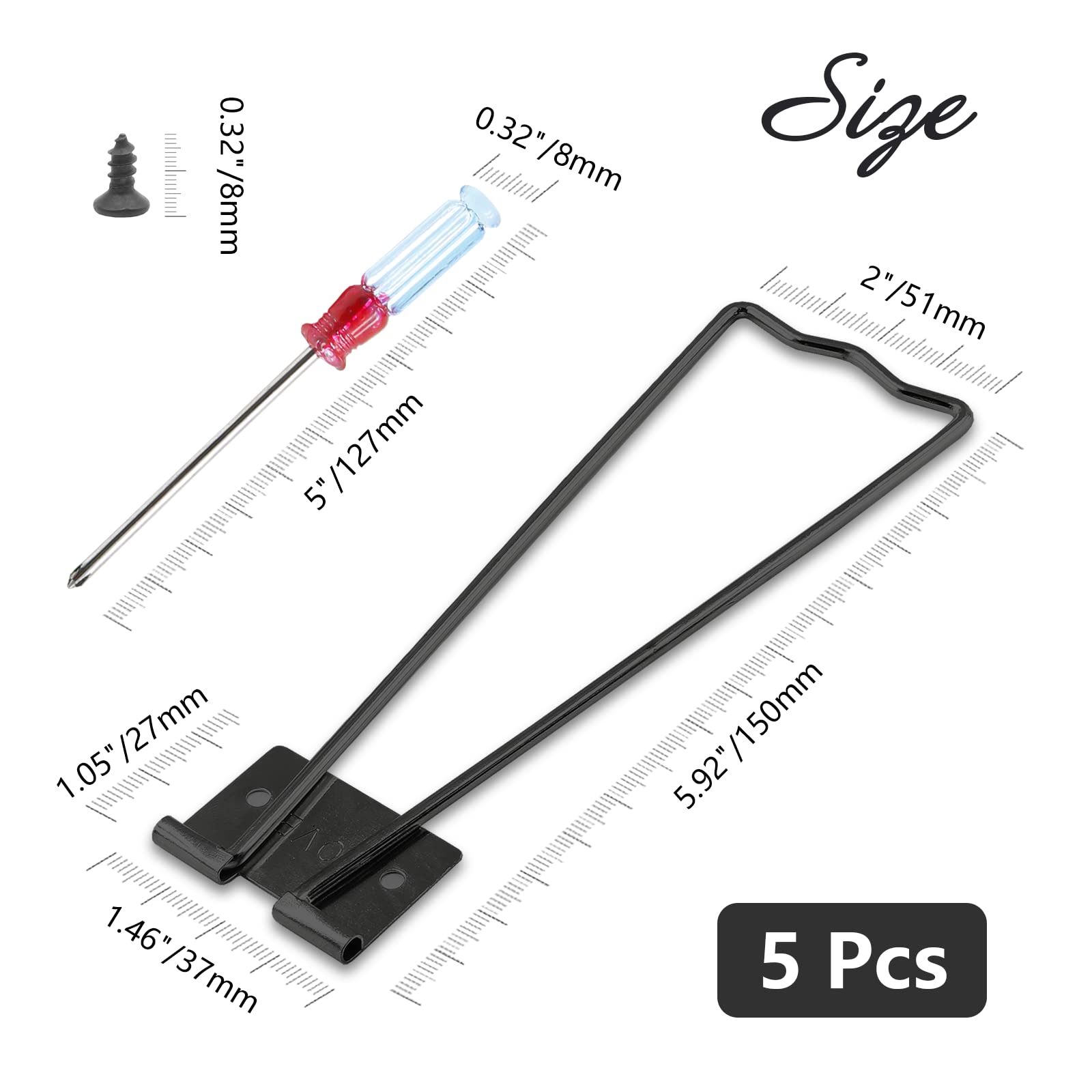 5 Pcs Black Iron Easel Back Stand for Picture Frames - Includes Screws & Screwdriver - Perfect for Displaying Photos, Artwork, and Home Decor on Tables, Desks, and Shelves