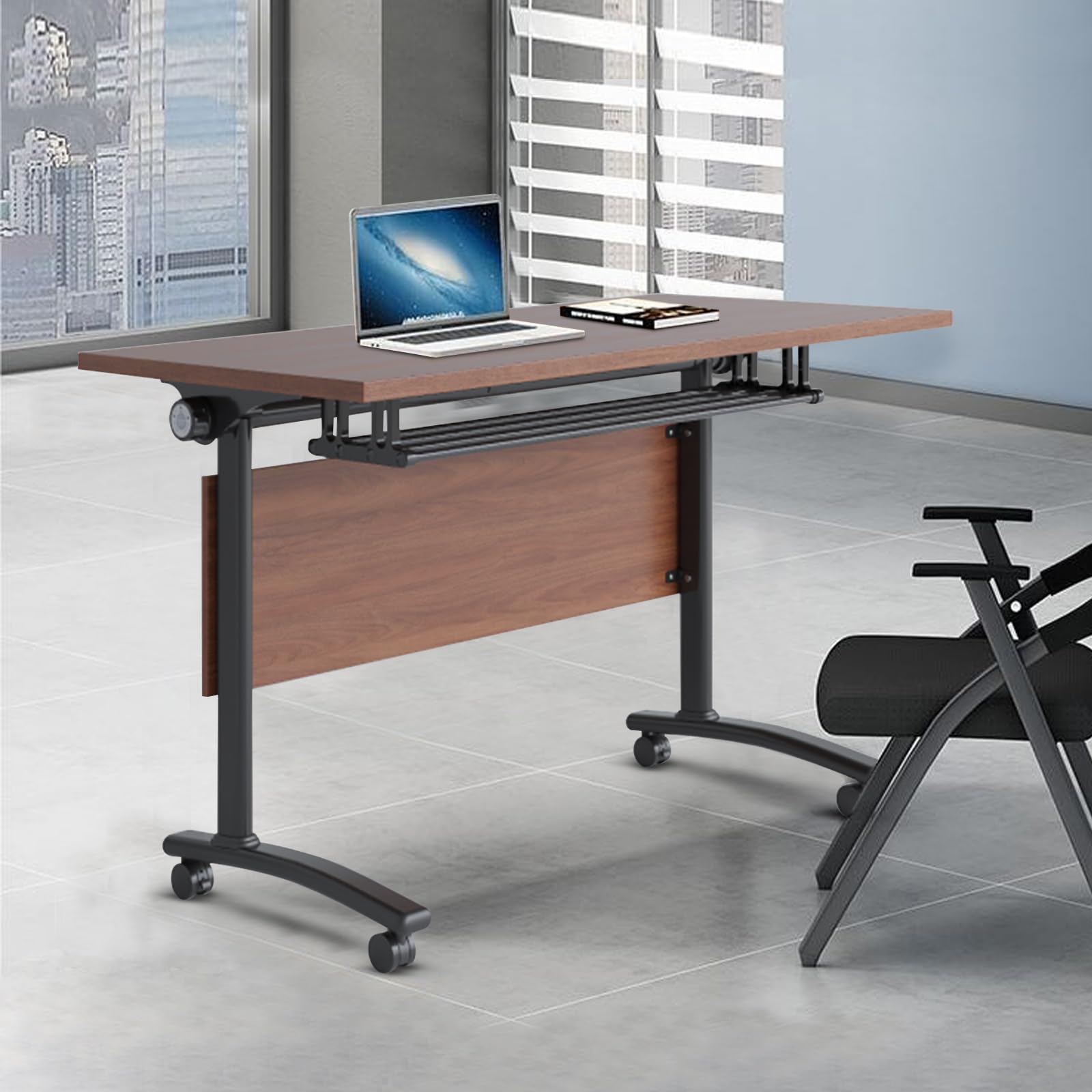 10-Person Large Conference Table - Solid Wood Meeting Table with Heavy Duty Metal Frame, 140x60x75cm (8-Pack) - Perfect for Boardrooms, Training Sessions, and Office Meetings