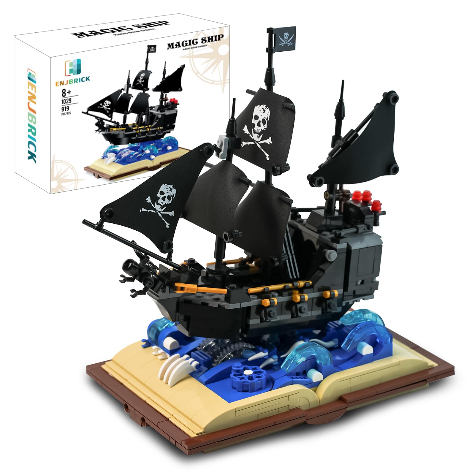 Pirate Ship Building Set for Adults & Kids - 919 PCS Creative Construction Toy Compatible with Major Brands, STEM Educational Gift for Boys 8-14 Years - Perfect for Christmas, Birthday & Family Bonding Activities