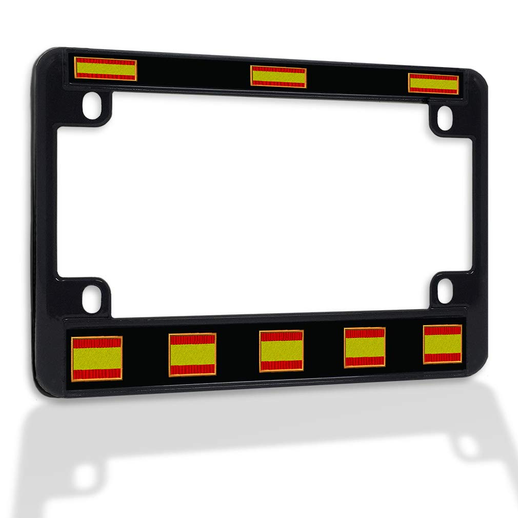 Premium Metal Insert Bike License Plate Frame - Weatherproof Motorcycle Accessory for Spain - Black 4-Hole Solid Design - Perfect for Road Trips & Custom Bike Upgrades