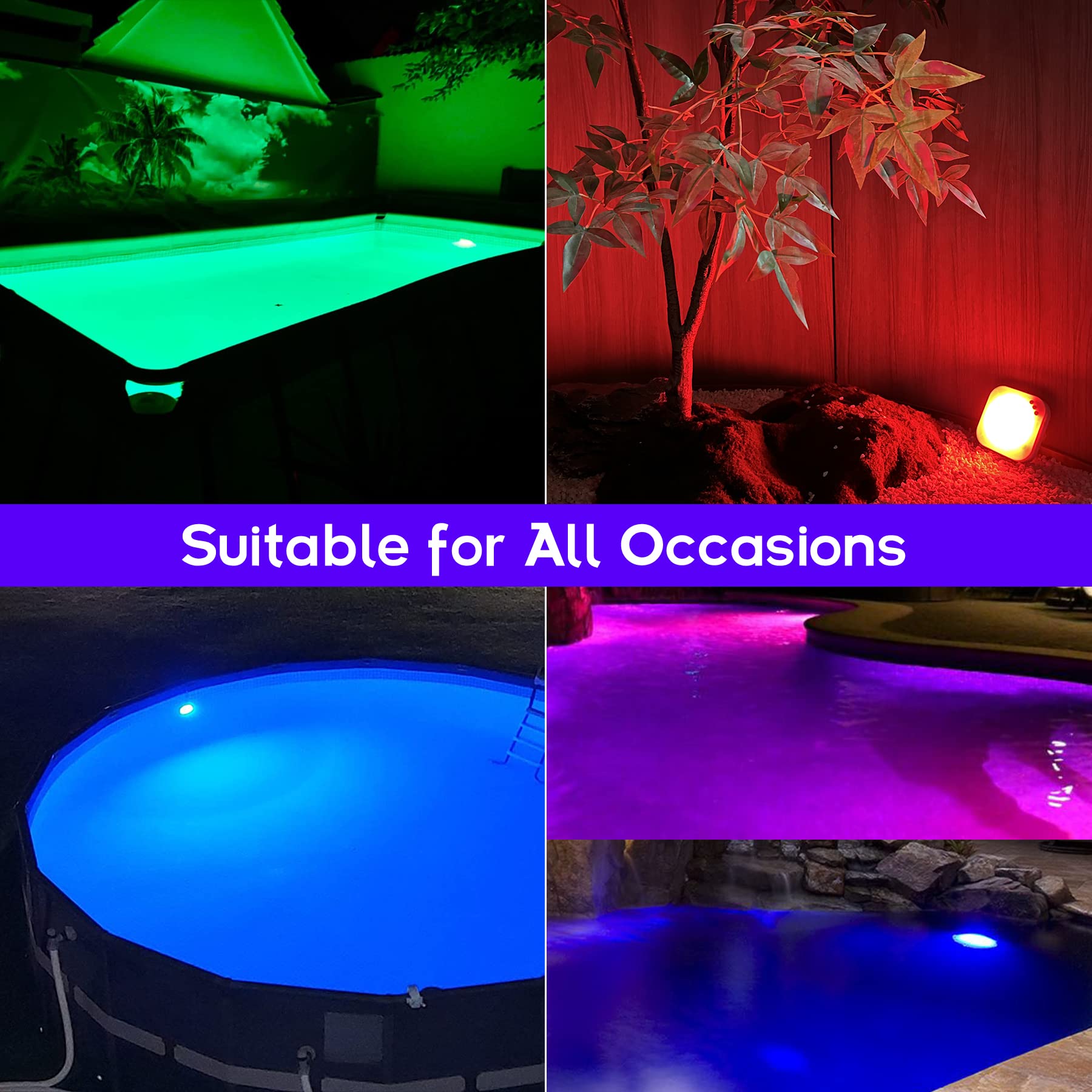 Rechargeable LED Submersible Pool Lights with Remote Control - Waterproof Underwater Magnetic Lights for Inground & Above Ground Pools - Battery Operated Floating Lights for Swimming Pools, Spas & Fountains (Perfect for Night Swimming, Pool Parties & Backyard Decor)