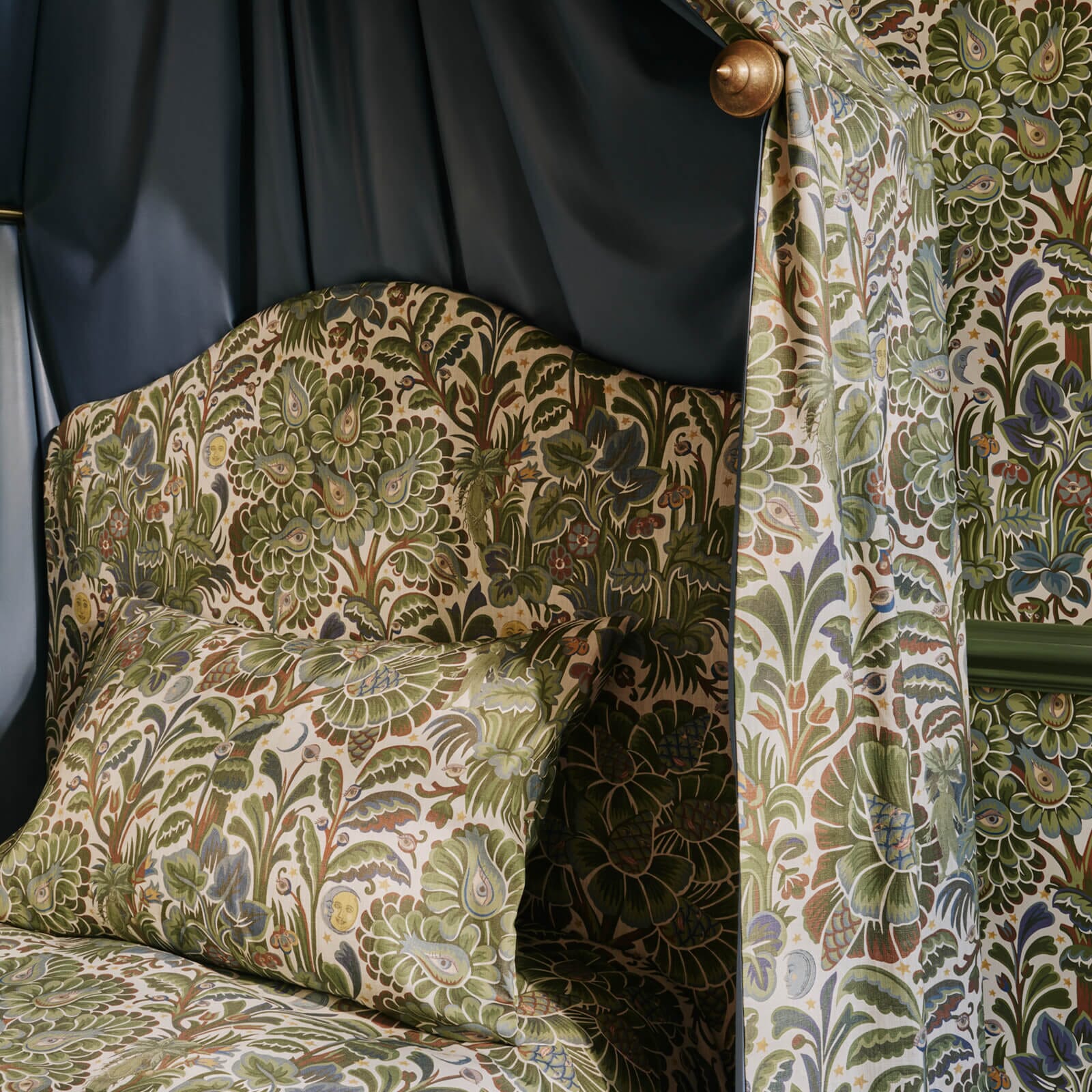 MOON GARDEN Wallpaper - Premium Peel and Stick Wallpaper in Verde Green - Perfect for Bedroom, Living Room, Nursery & Home Decor