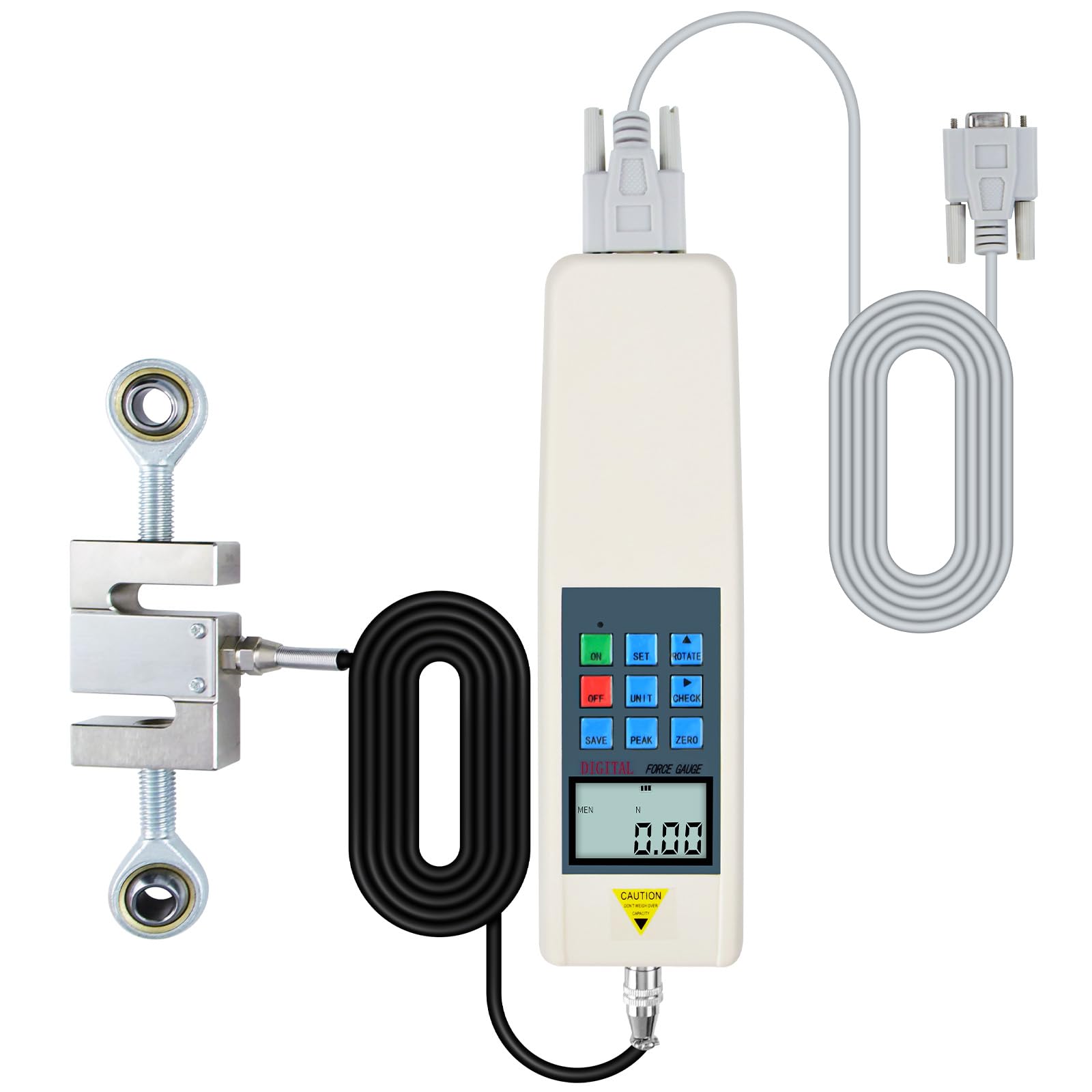 Digital Force Gauge 2000N/450LB/200KG with External Sensor & USB Output - Push Pull Tester for Industrial QC, Electronics Testing, Automotive Parts, Textile Tension Measurement - Perfect for Labs, Factories, and Engineering Applications