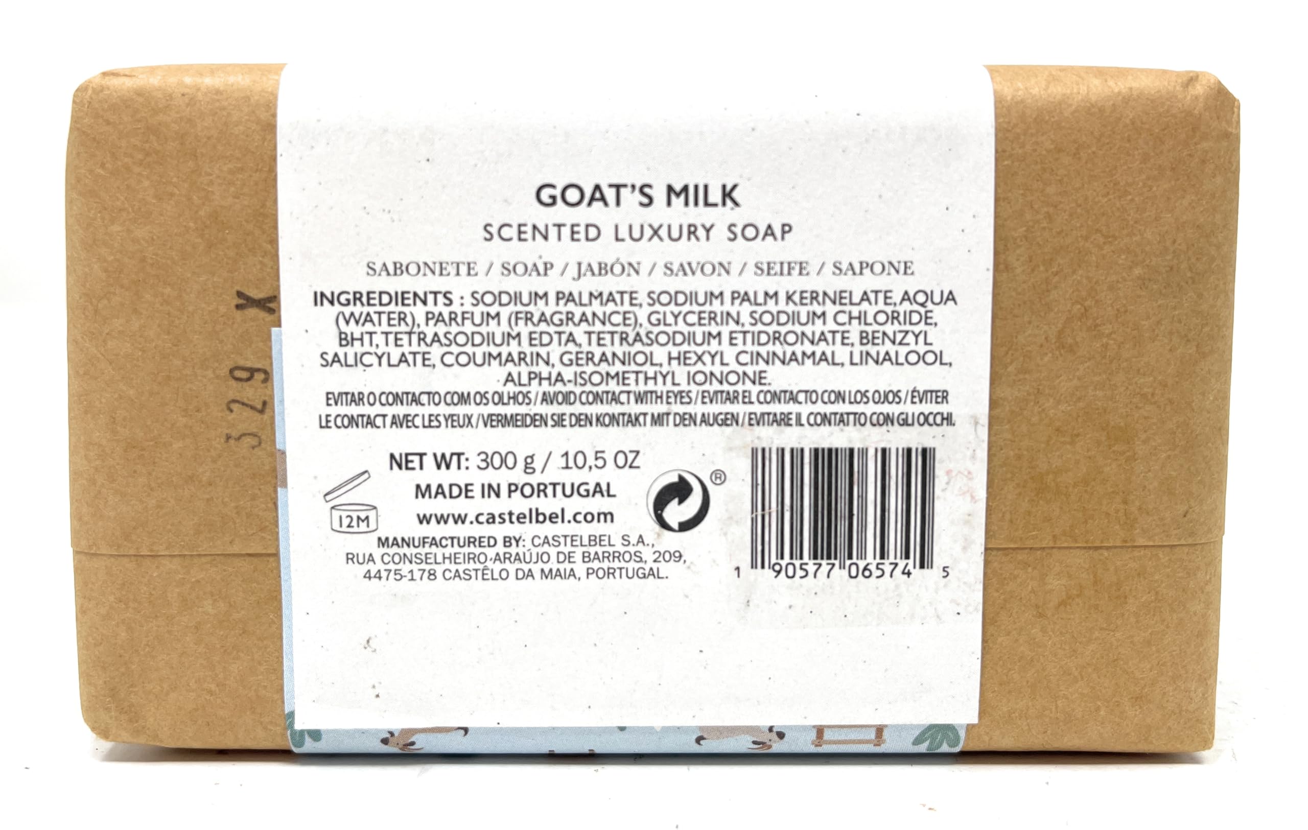 Castelbel Goat's Milk Luxury Scented Soap - 10.5 oz, Natural Moisturizing Bar Soap for Dry Skin, Perfect for Spa, Bath & Gift Giving