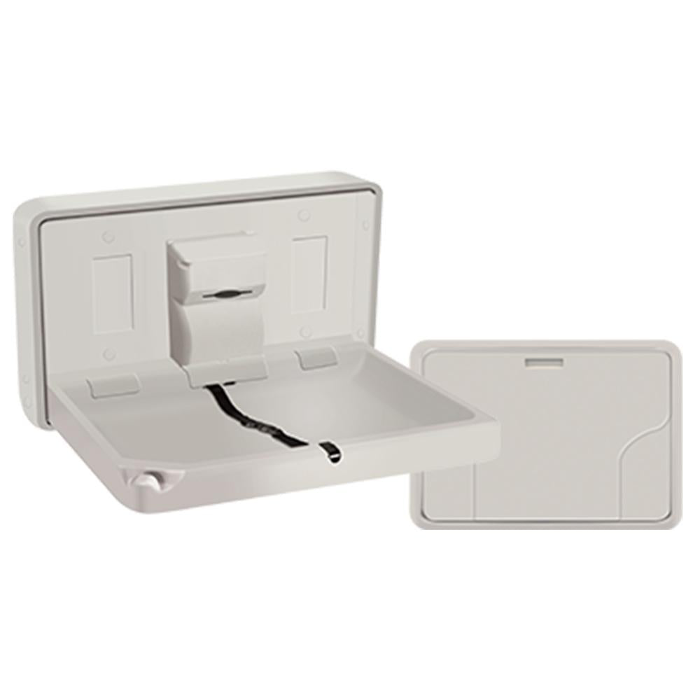 ASI 9014 Horizontal Plastic Baby Changing Station - Surface Mounted, Light Grey - Ideal for Nurseries, Daycares & Public Restrooms