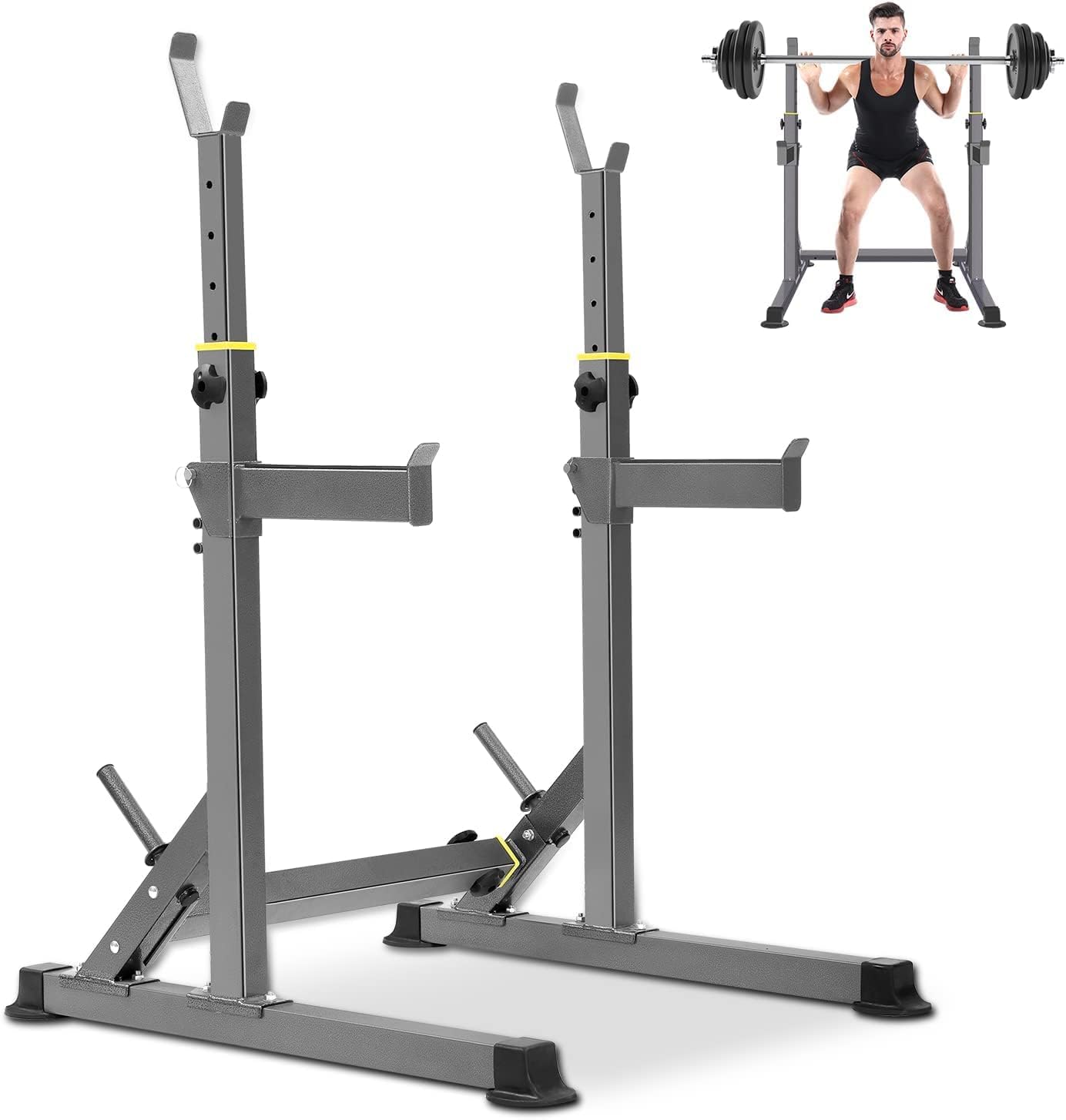 Adjustable Squat Rack - Multi-Function Barbell Stand for Weight Lifting, Home Gym & Strength Training | Portable Squat Bench Press for Power Rack, CrossFit & Garage Workouts