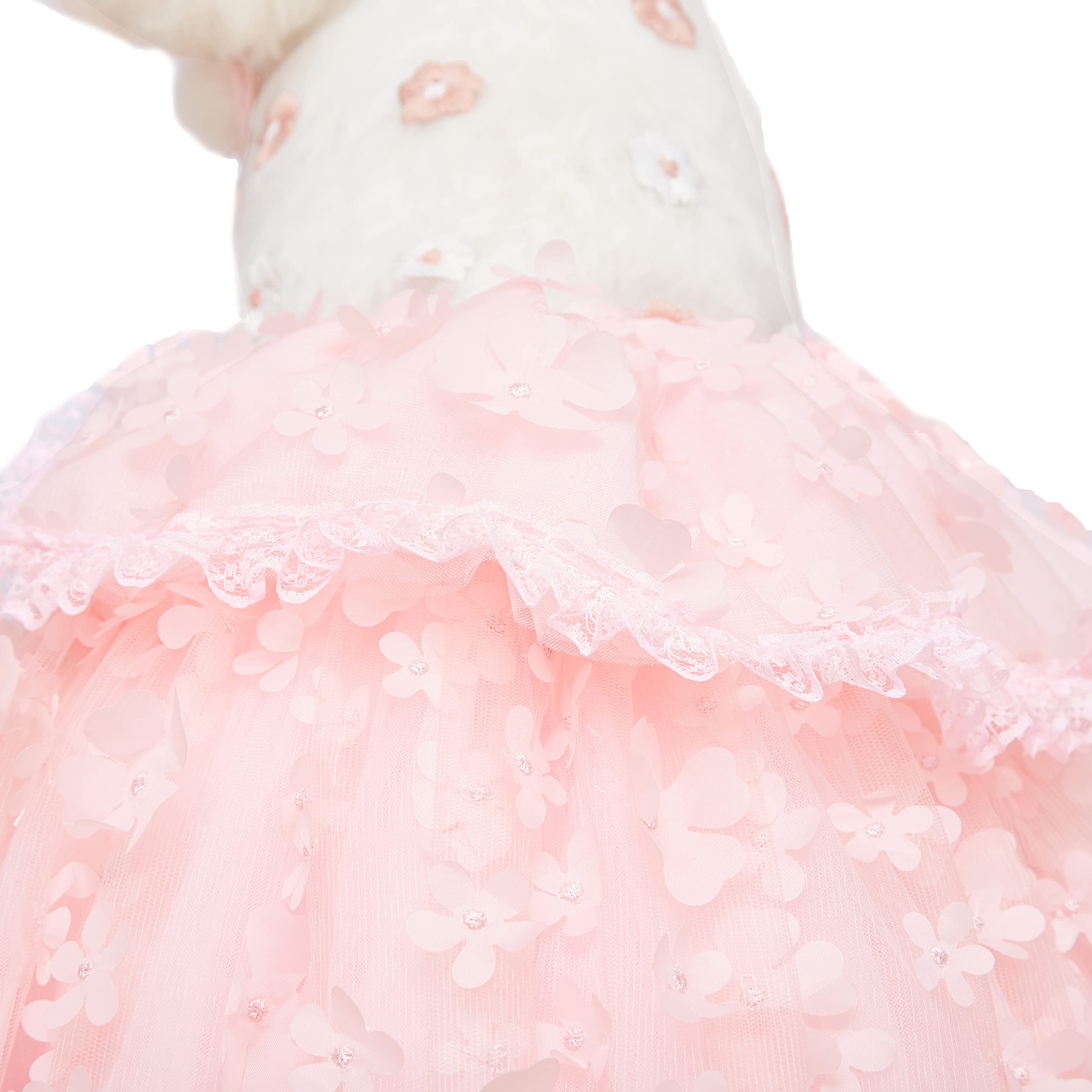 Elegant Dog Wedding Dress with Flower Tutu Skirt & Detachable Train - Formal Pet Apparel for Small & Medium Dogs - Princess Costume for Birthday Parties & Special Occasions (Pink Set, Size L)