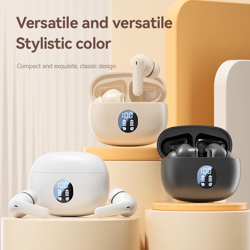 Wireless Earbuds Bluetooth 5.4 with Active Noise Cancelling, Stereo Bass in-Ear Headphones with Mic, 30H Playtime LED Power Display Case, IPX7 Waterproof - Perfect for Running, Gym Workouts, Gaming & Travel (Black)