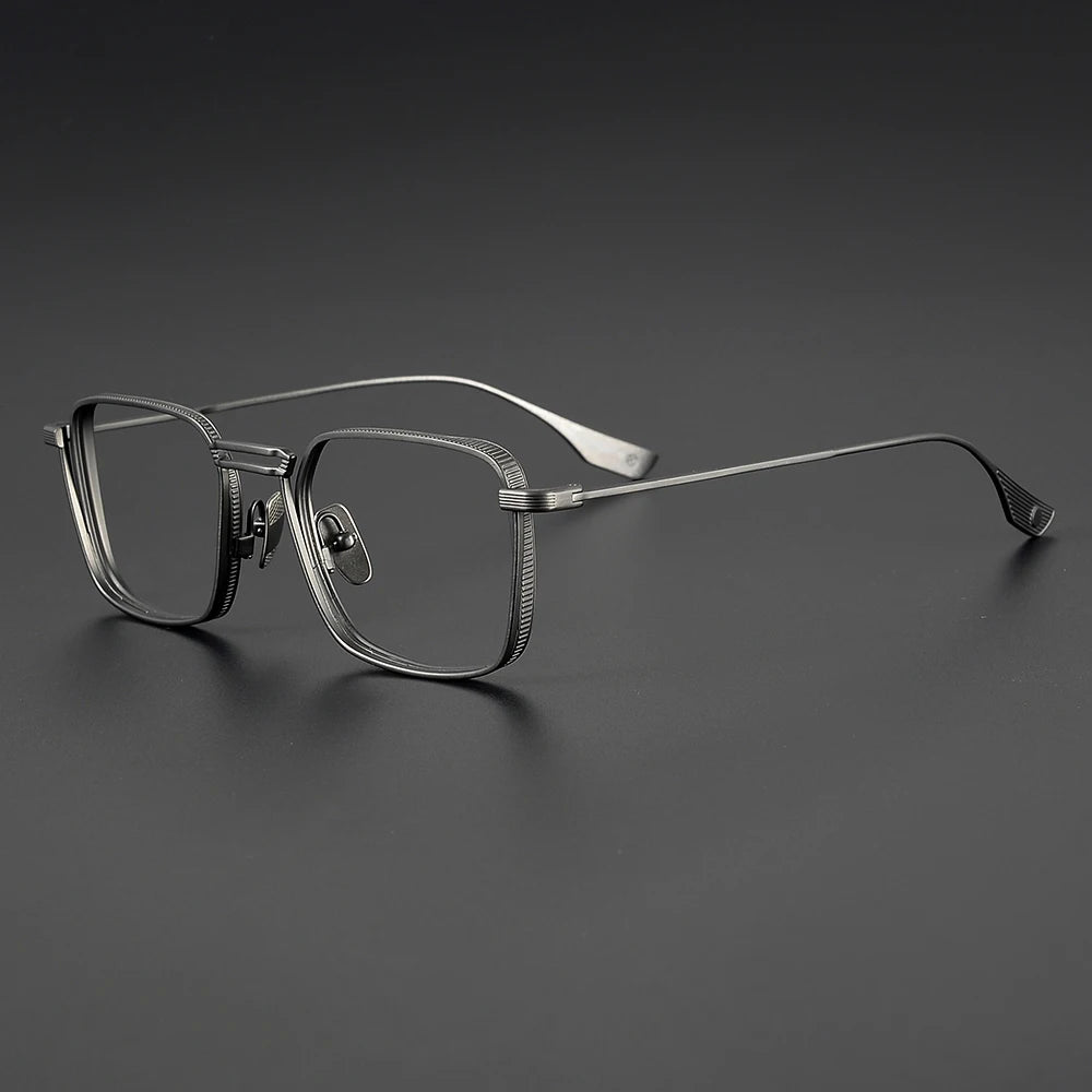 Black Unisex Titanium Square Double Bridge Full Rim Eyeglasses Frame 21125 - Stylish & Durable for Work, Reading, and Everyday Fashion