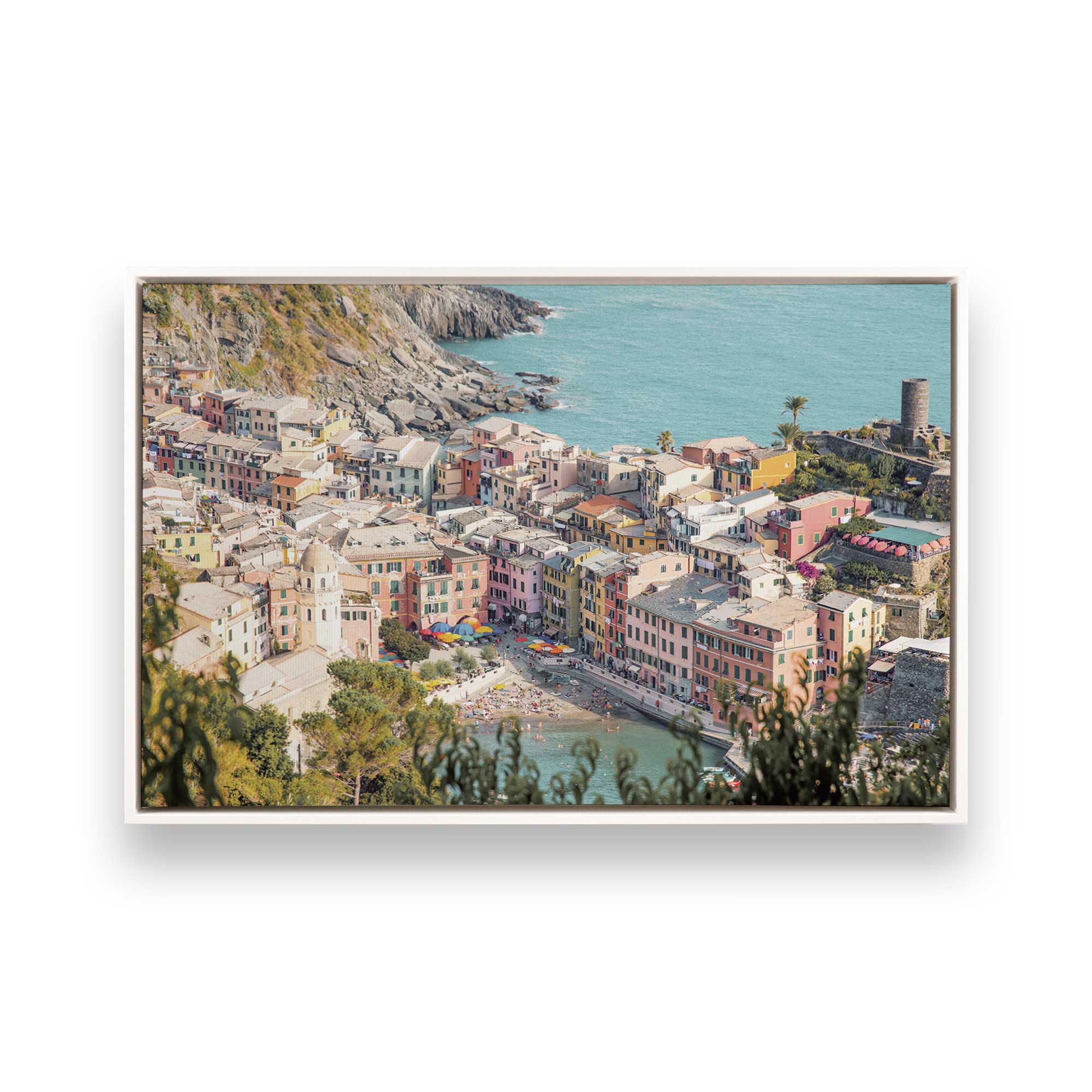 Coastal Town Scenic Canvas Wall Art Print - Beach House Decor, Living Room & Bedroom Wall Decor