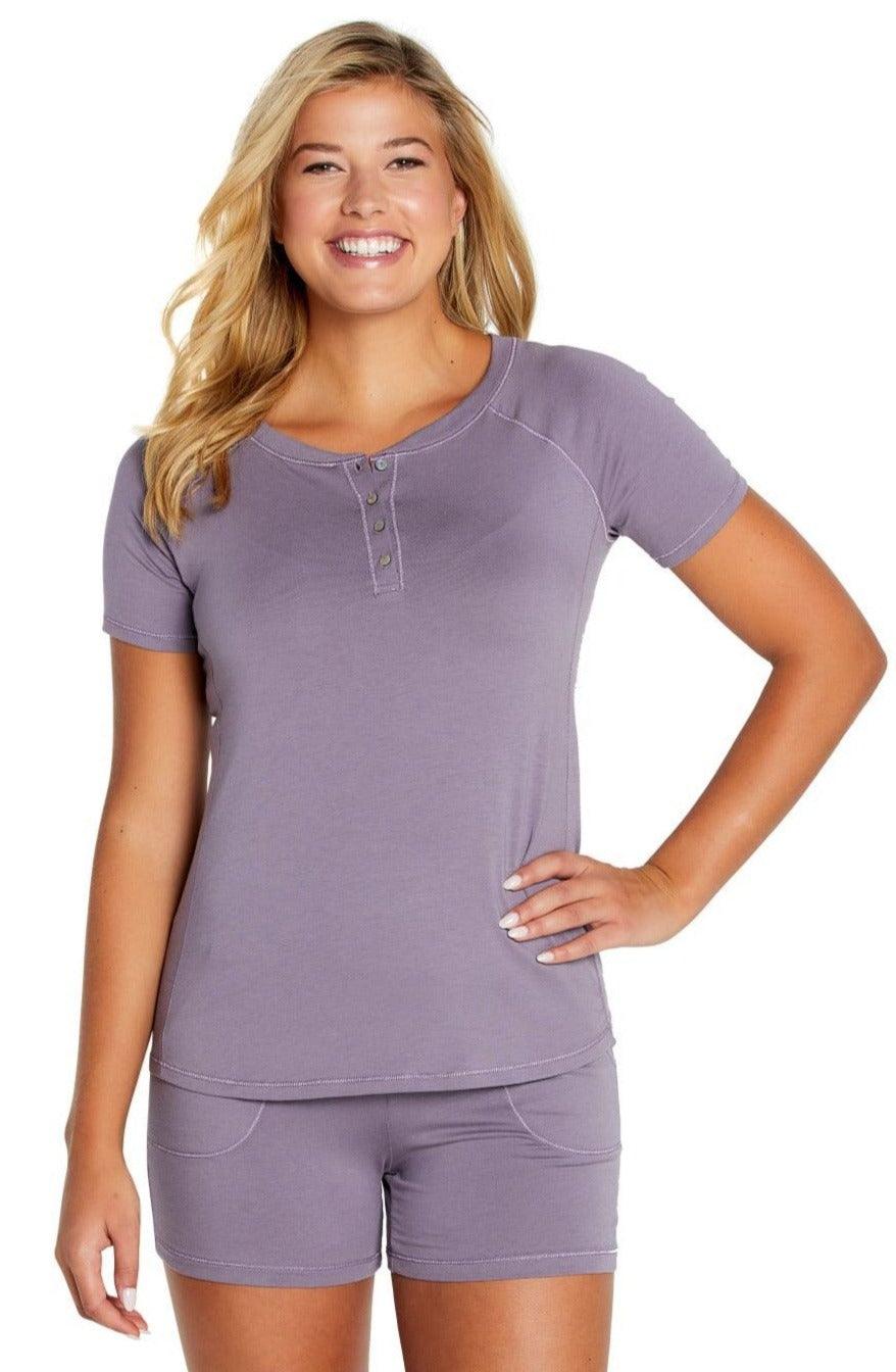 Olivia Short Henley Loungewear Set - Women's Soft Cotton Sleepwear & Casual Outfit for Home, Yoga, and Relaxation