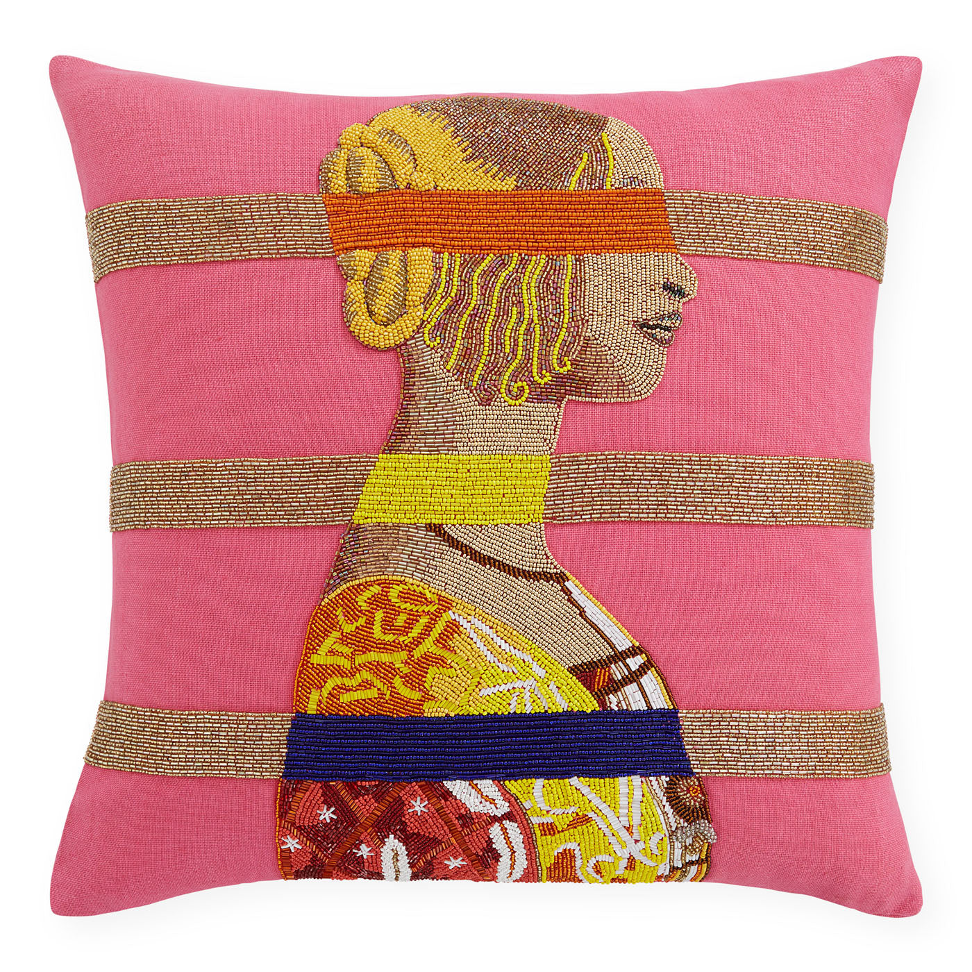 Renaissance Bars Beaded Pillow - Decorative Bohemian Throw Pillow for Sofa, Bed, Couch - Stylish Home Decor Accent for Living Room, Bedroom, Dorm