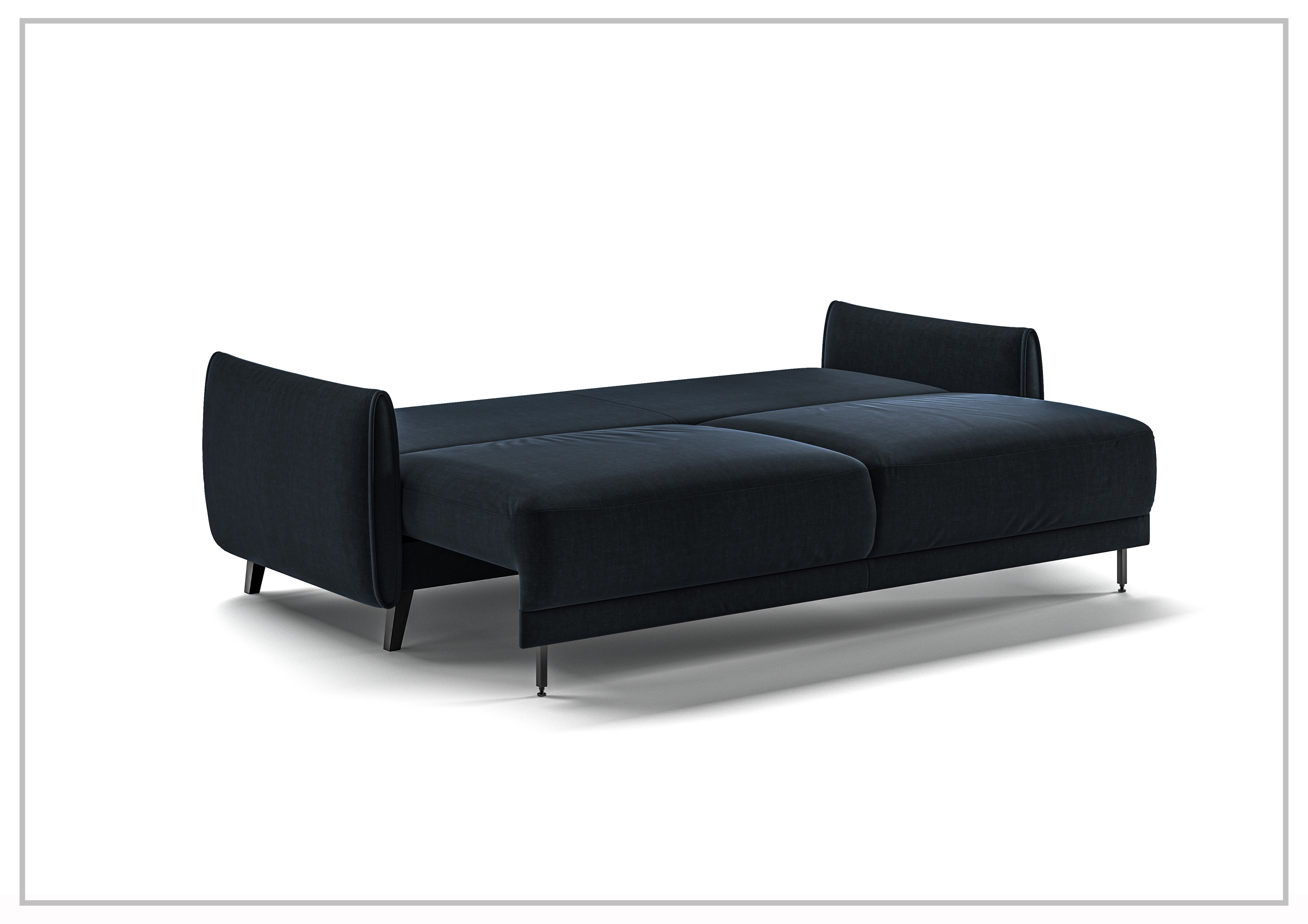 Luonto Dolphin Fabric Full XL Sofa Sleeper with High Black Legs - Convertible Sleeper Sofa for Small Spaces, Guest Room & Living Room Furniture