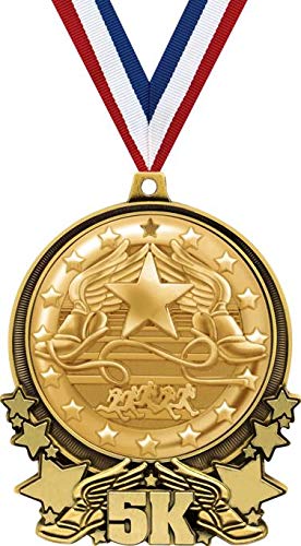 5K Running Medals - 3 Inch Gold Race Medals for 5K Races, Marathons & Athletic Awards - Perfect for Finisher Trophies, Sports Competitions and Achievement Recognition