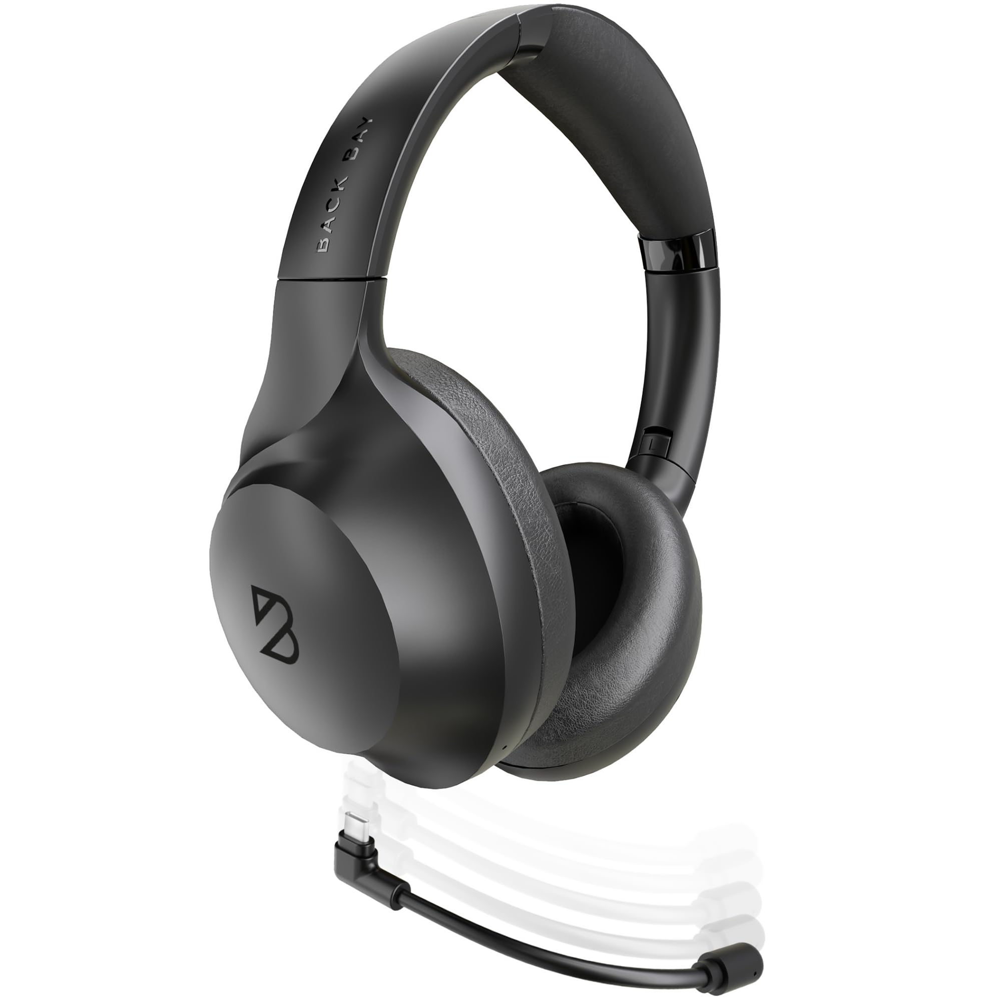Back Bay Audio ClearCall 70 Wireless Bluetooth Headphones with Microphone & Removable Boom Mic - Over Ear Noise Cancelling Headset for Work from Home, Office, Laptop, PC & Online Meetings