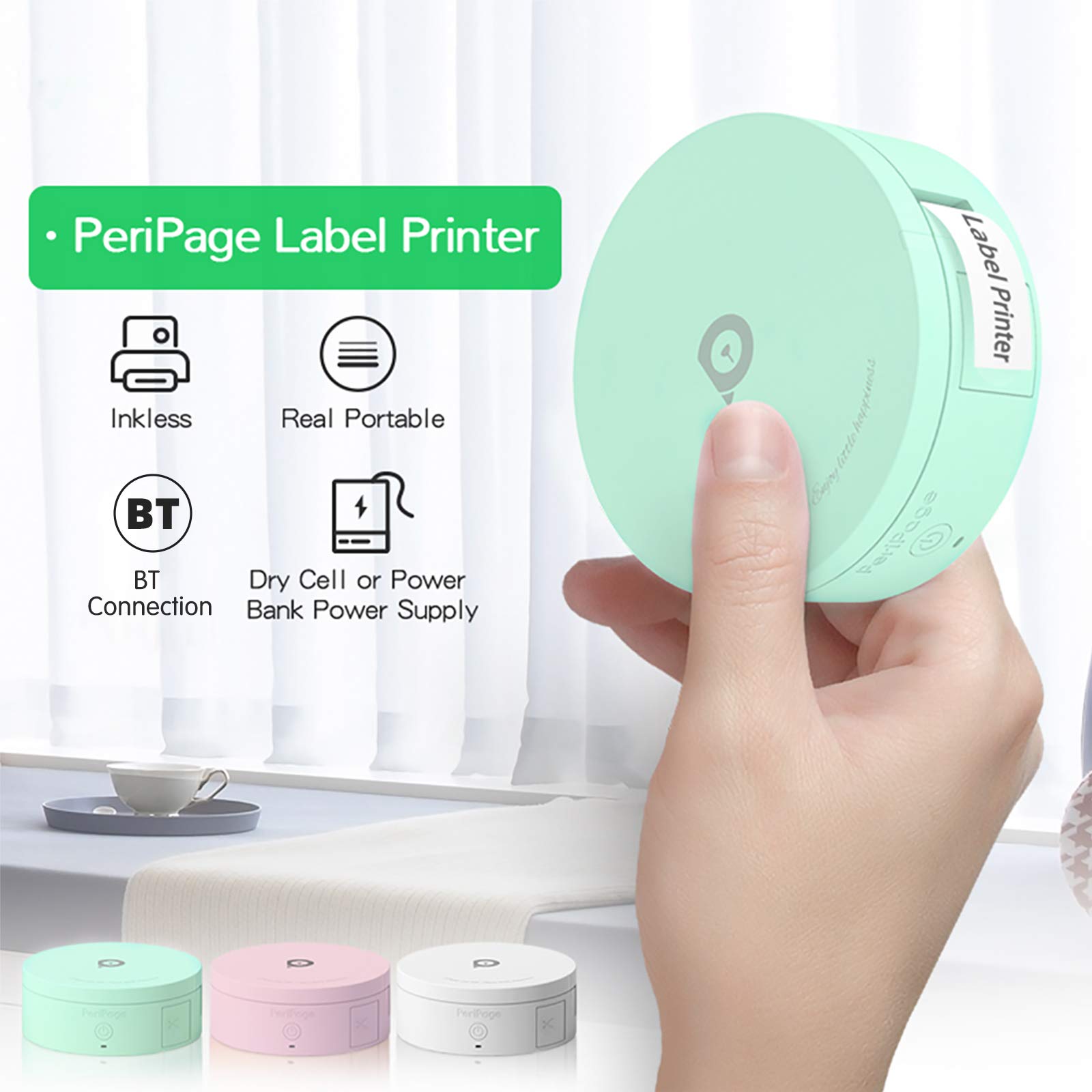 EXCLUZO Lythan Mini L1 Portable Label Maker - Wireless Bluetooth Thermal Printer, Inkless Sticker Maker for Home, Office & Organization (Green) - Perfect for Shipping Labels, Pantry Organization & Crafting