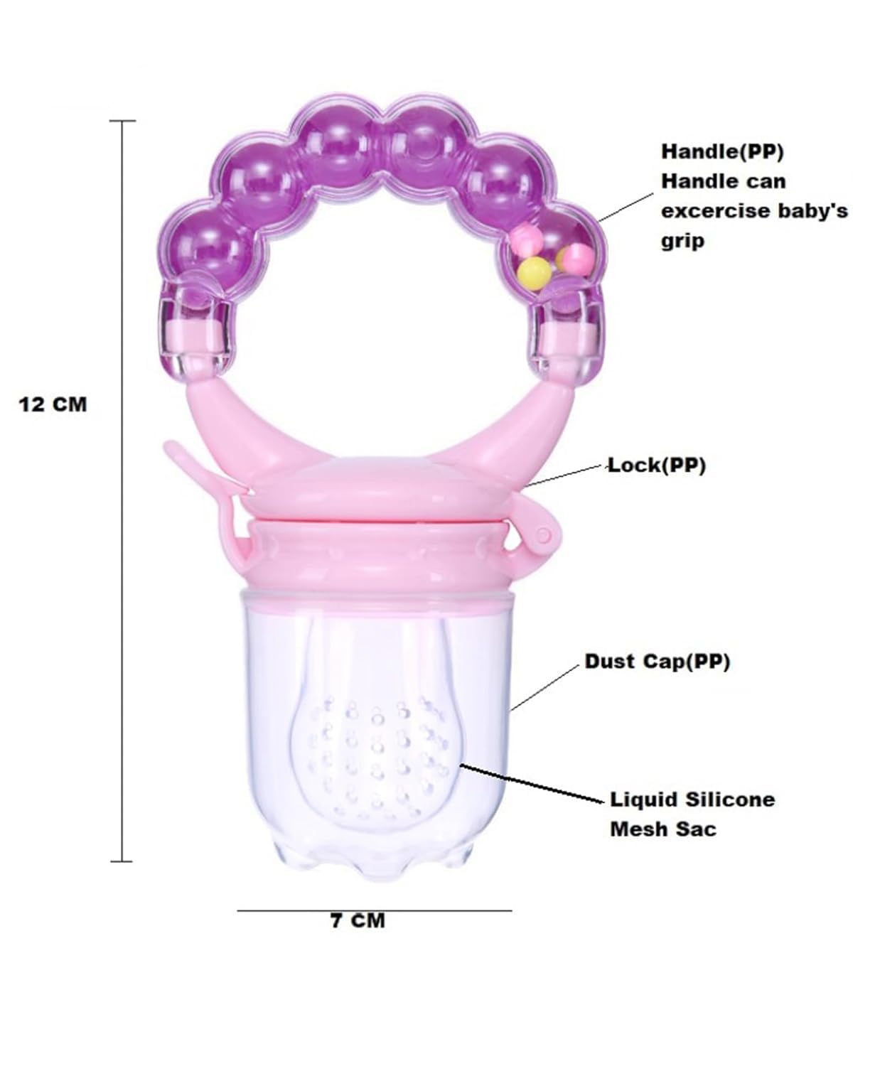 Kritiu BPA-Free Silicone Baby Rattle Teether & Spoon Set - Safe Teething Toys for Infants 6+ Months - Soft Chewable Spoons for Feeding - Purple & Pink (Great for Soothing Gums & Learning Self-Feeding)