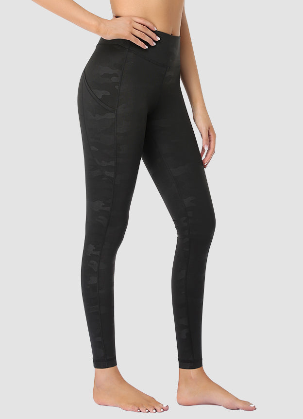 Newborn High Waist Yoga Pants for Women - Full Length Black Camo Leggings - Perfect for Yoga, Gym Workouts & Lounge Wear