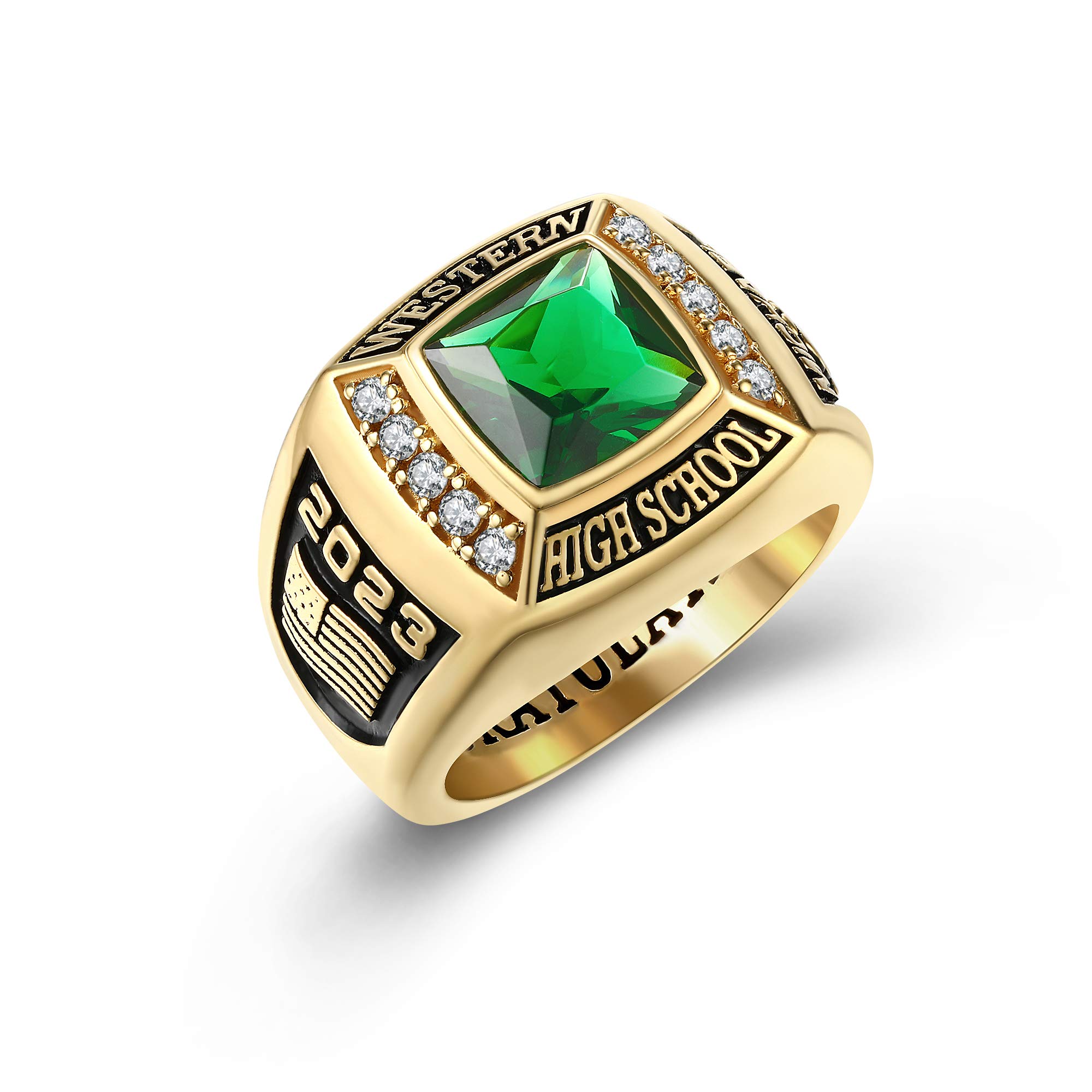 Premium Class Ring for Men – Authentic 925 Sterling Silver or 10KT Gold Customized High School & College Graduation Ring – Personalized Engraving – Perfect Graduation Gift for Him – Ideal for Commencement Ceremonies, Alumni Events & Special Occasions