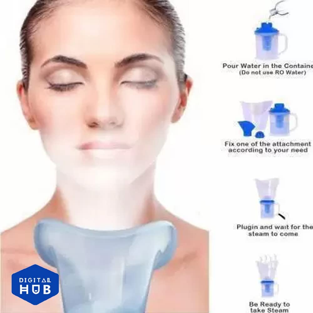 Digital Hub Steamer for Cold & Cough Relief - Facial & Nasal Steam Inhaler Vaporizer for Kids & Adults - Water Steam Therapy for Sinus, Skin Care & Respiratory Health - Perfect for Home Spa & Wellness Routines