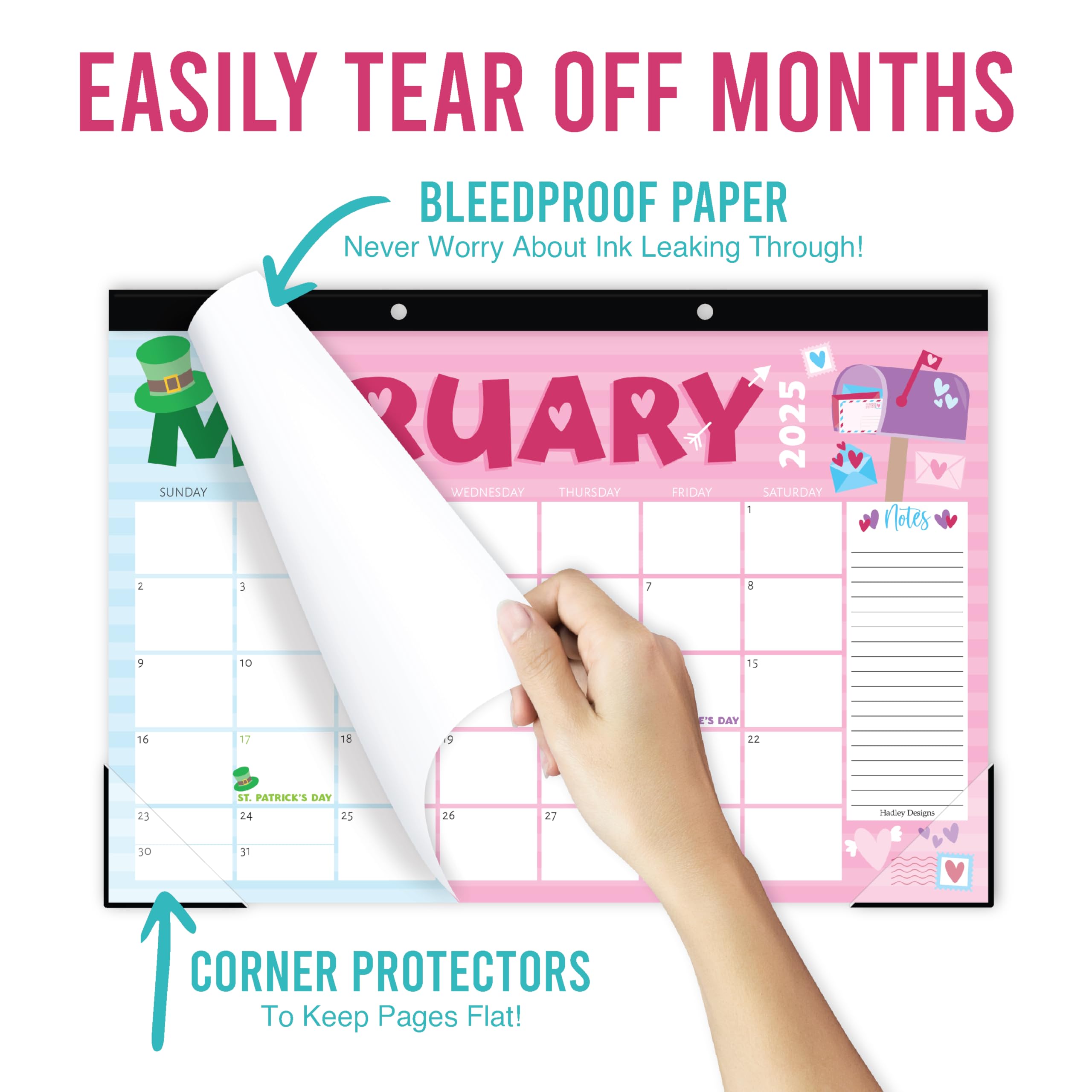 Hadley Designs 2025-2026 Large 18-Month Desk Calendar - 17