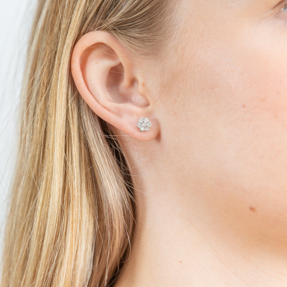 0.10 Carat Diamond Stud Earrings in Sterling Silver - Dainty & Elegant Jewelry for Women - Perfect for Everyday Wear, Gifts & Special Occasions