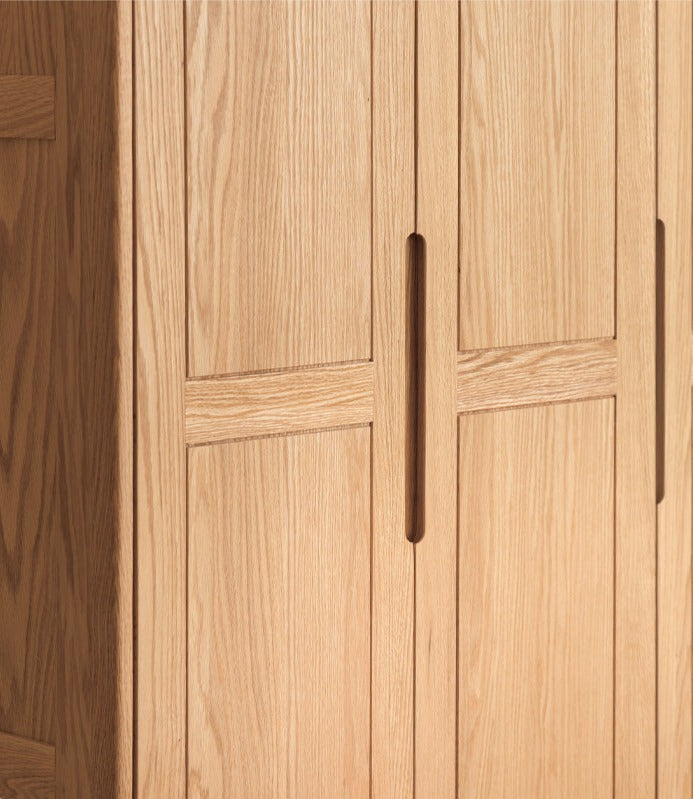 Solid Oak Wood Narrow Wardrobe - Slim Space-Saving Closet for Bedroom, Hallway, or Small Apartment