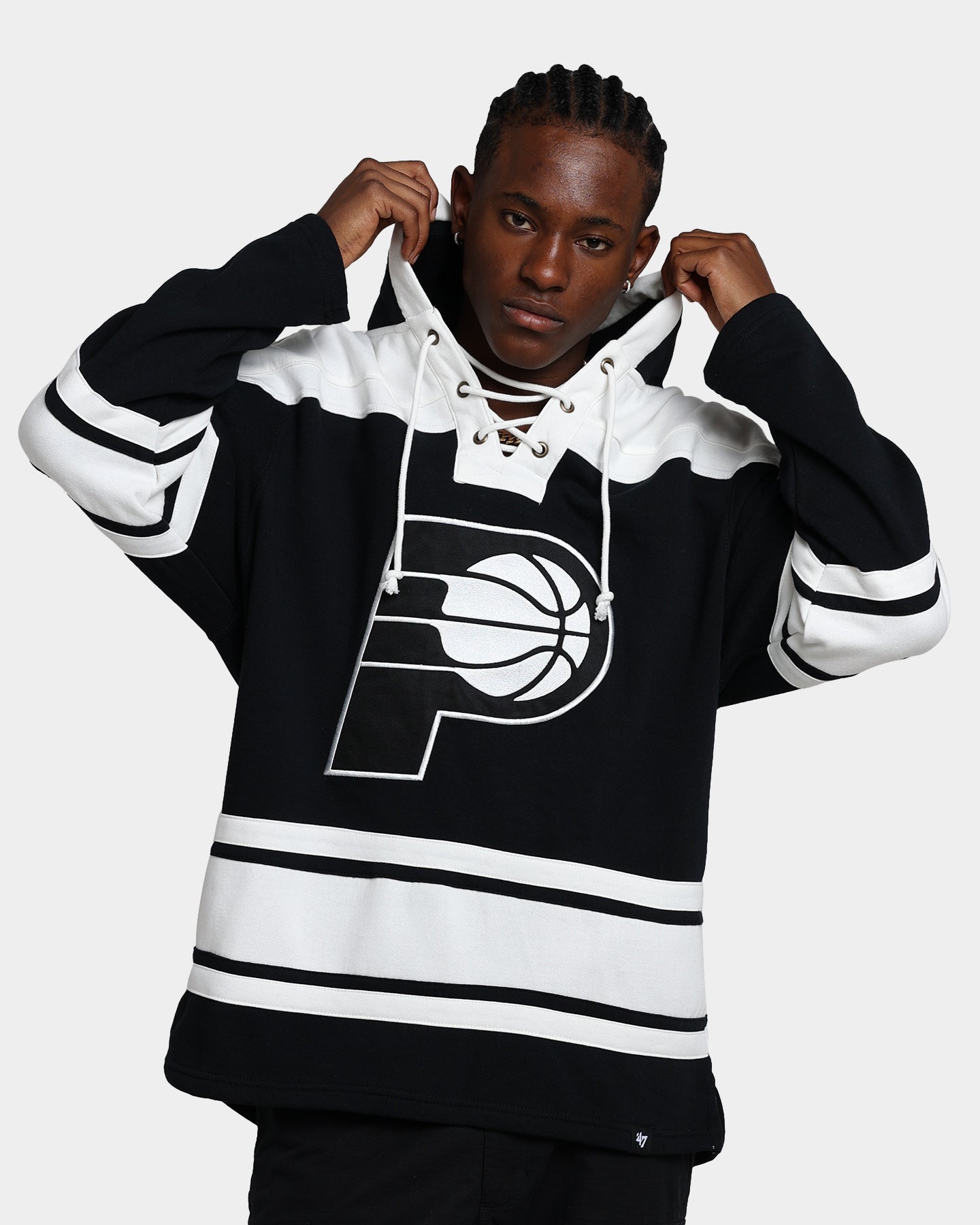 47 Brand Indiana Pacers Superior Lacer Hoodie - Jet Black NBA Fan Apparel for Men & Women - Perfect for Game Day, Casual Wear & Basketball Enthusiasts