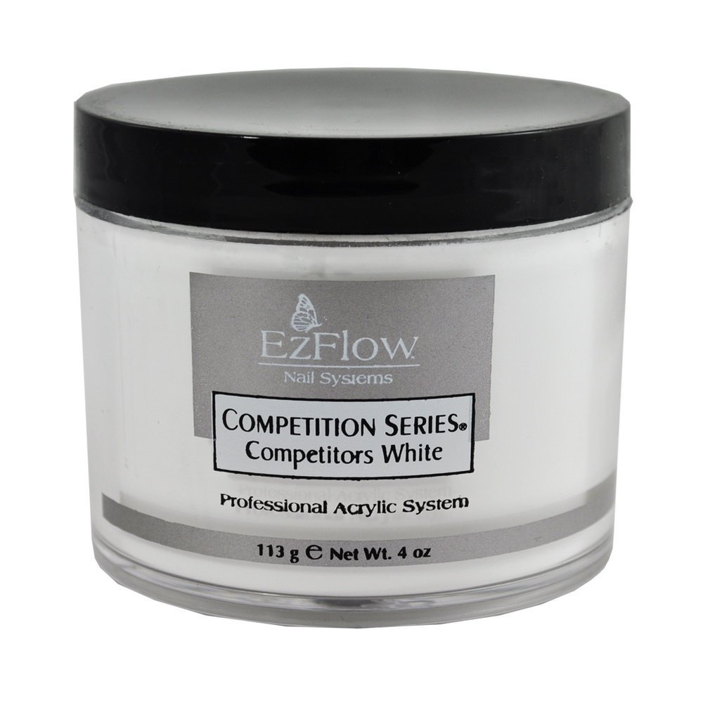 EZ Flow Competition Series White False Nails Powder - 4oz Professional Acrylic Nail Kit for Competitions, Salon & Home Manicure