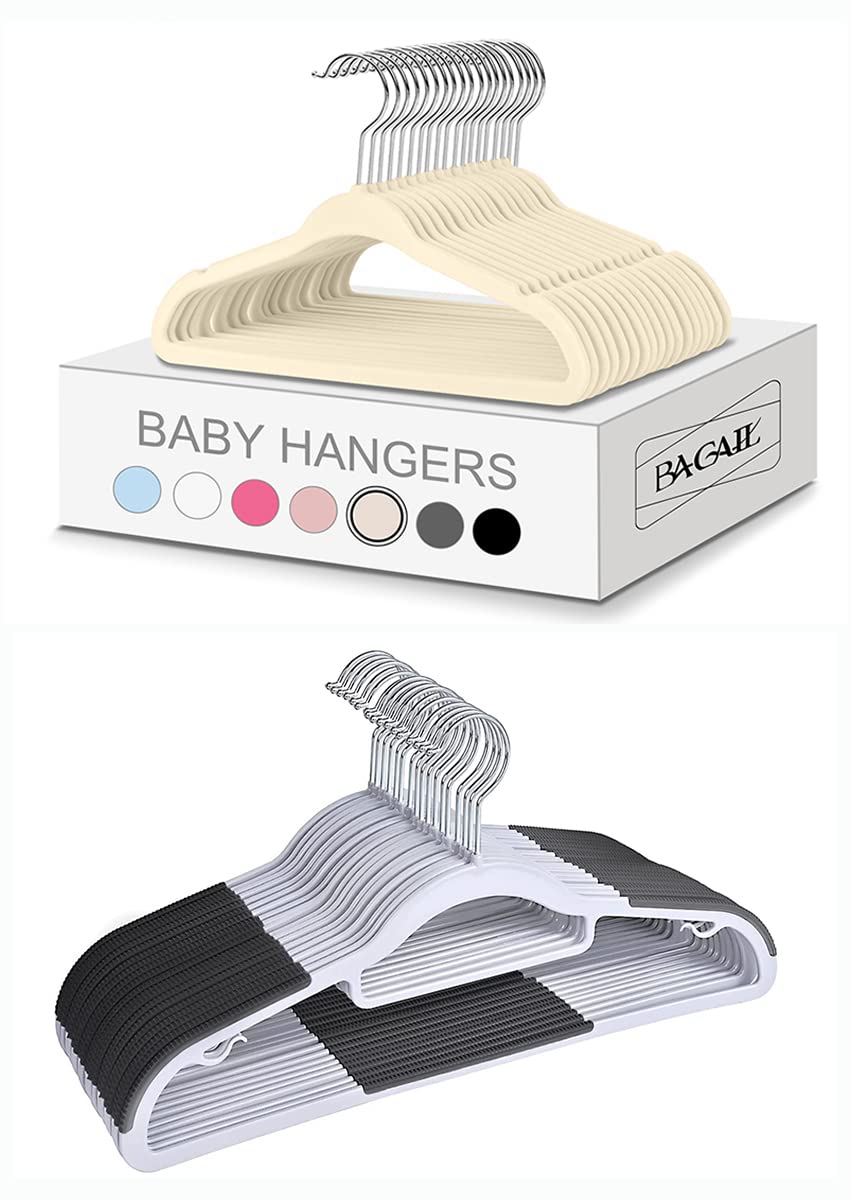 BAGAIL 110-Pack Clothes Hangers for Closet Organization - Space Saving Plastic Hangers for Shirts, Pants, Dresses & Coats - Ideal for Home, Laundry Room & Retail Stores