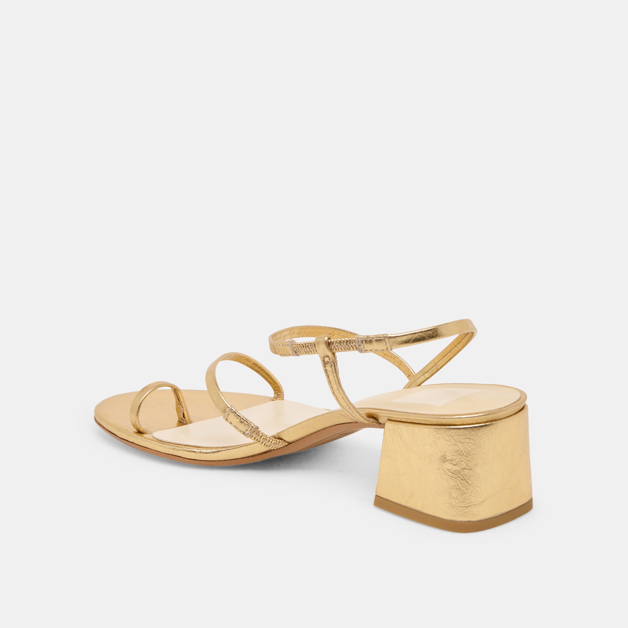 TRINI Gold Leather Heels for Women - Stylish High Heel Sandals for Parties, Weddings & Evening Events
