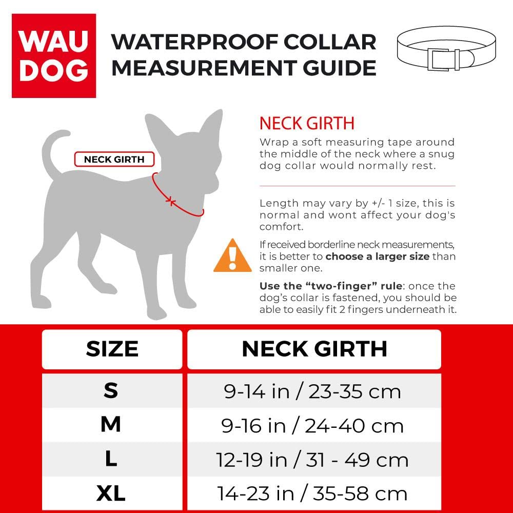 WAUDOG Adjustable Waterproof Dog Collar - Soft Durable Pet Collar for Dogs & Puppies - Comfortable Strong Training Collar for Small Medium Large Dogs - Perfect for Walking Hiking Swimming Outdoor Activities