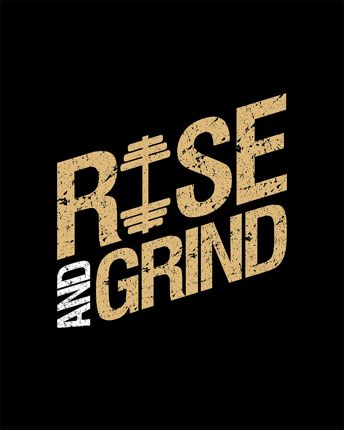 Rise And Grind Motivational Wall Art Print - Black Background Canvas Painting 16x20 Inches - Perfect for Home Office, Gym & Dorm Room Decor