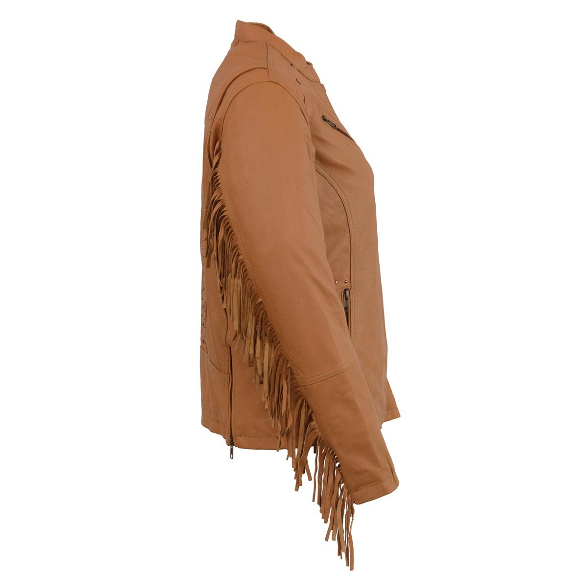 Milwaukee Leather Women's Lightweight Saddle Leather Racer Jacket with Fringe Detailing - X-Small | Stylish Motorcycle Jacket for Riding & Casual Wear | Perfect for Bikers & Fashion Enthusiasts