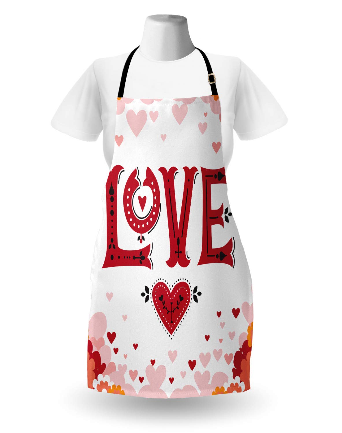 Vintage Valentine Apron with Hearts & Flowers - Unisex Kitchen Bib for Cooking, Baking, Gardening