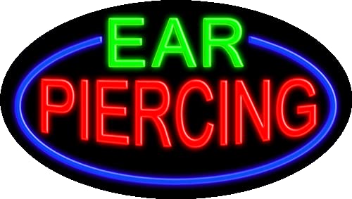 Ear Piercing Glass Neon Sign #14274 - Handmade in USA | Perfect for Tattoo Parlors, Barber Shops & Retro Home Decor
