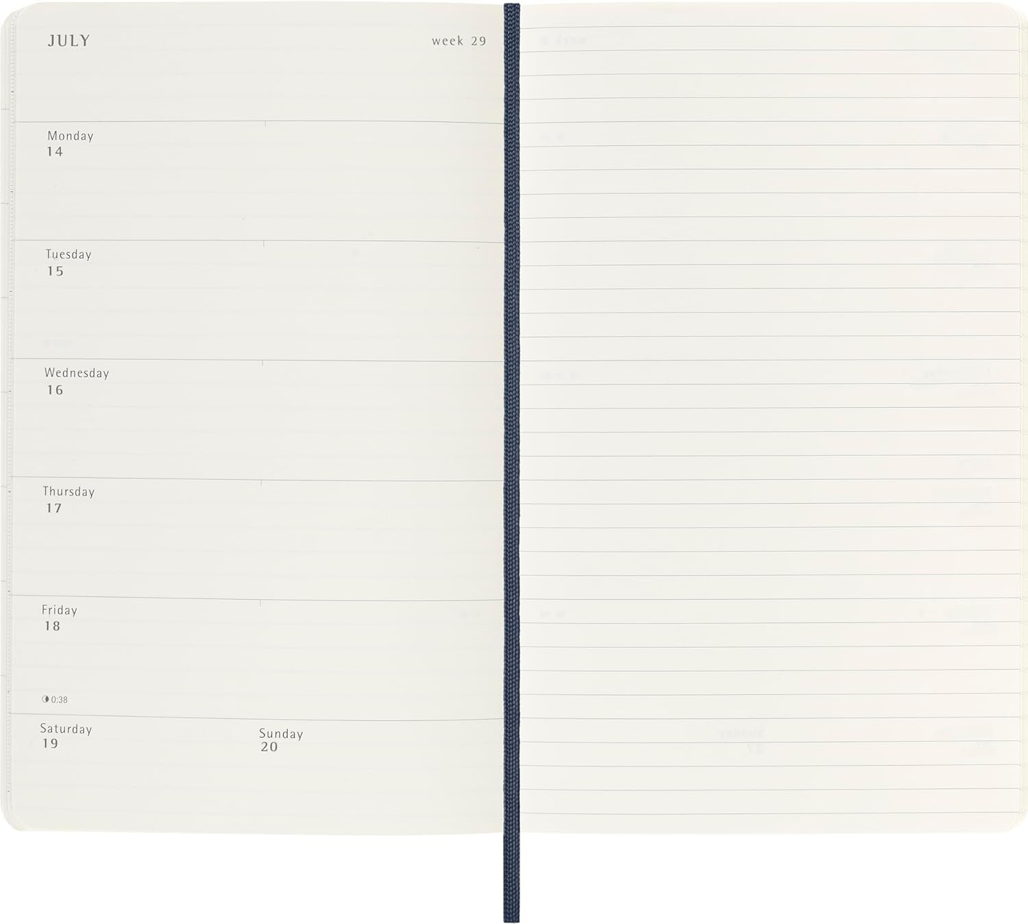 Moleskine 2025 Weekly Planner - 12 Month Agenda with Notes Space, Soft Cover & Elastic Closure, Sapphire Blue, Large 13x21 cm - Perfect for Work, School & Personal Organization