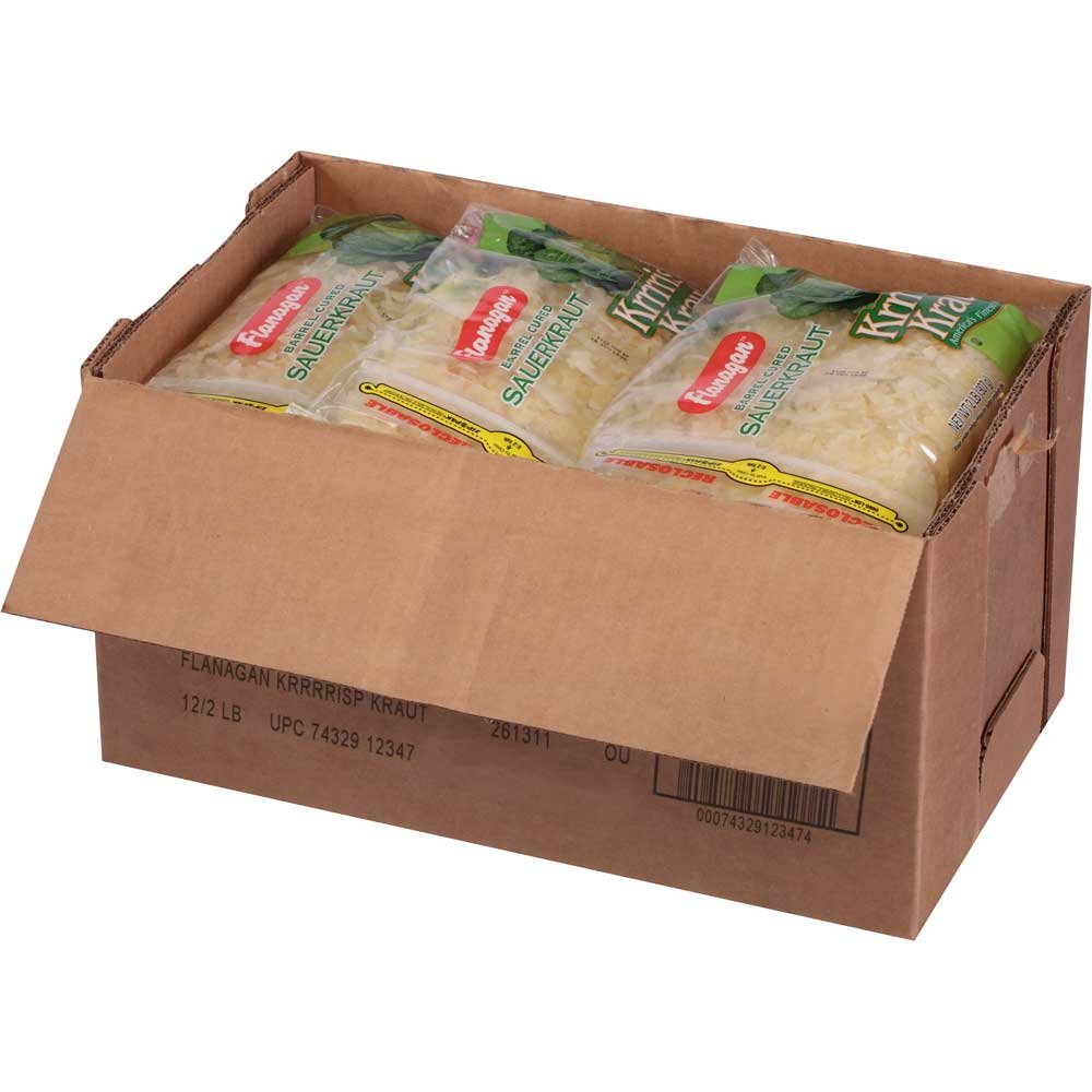 Organic Krrrrisp Sauerkraut - 2 lb. Resealable Poly Bag (12 Bags per Case) | Fermented Cabbage for Gut Health | Perfect for Hot Dogs, Sandwiches & Reuben Recipes
