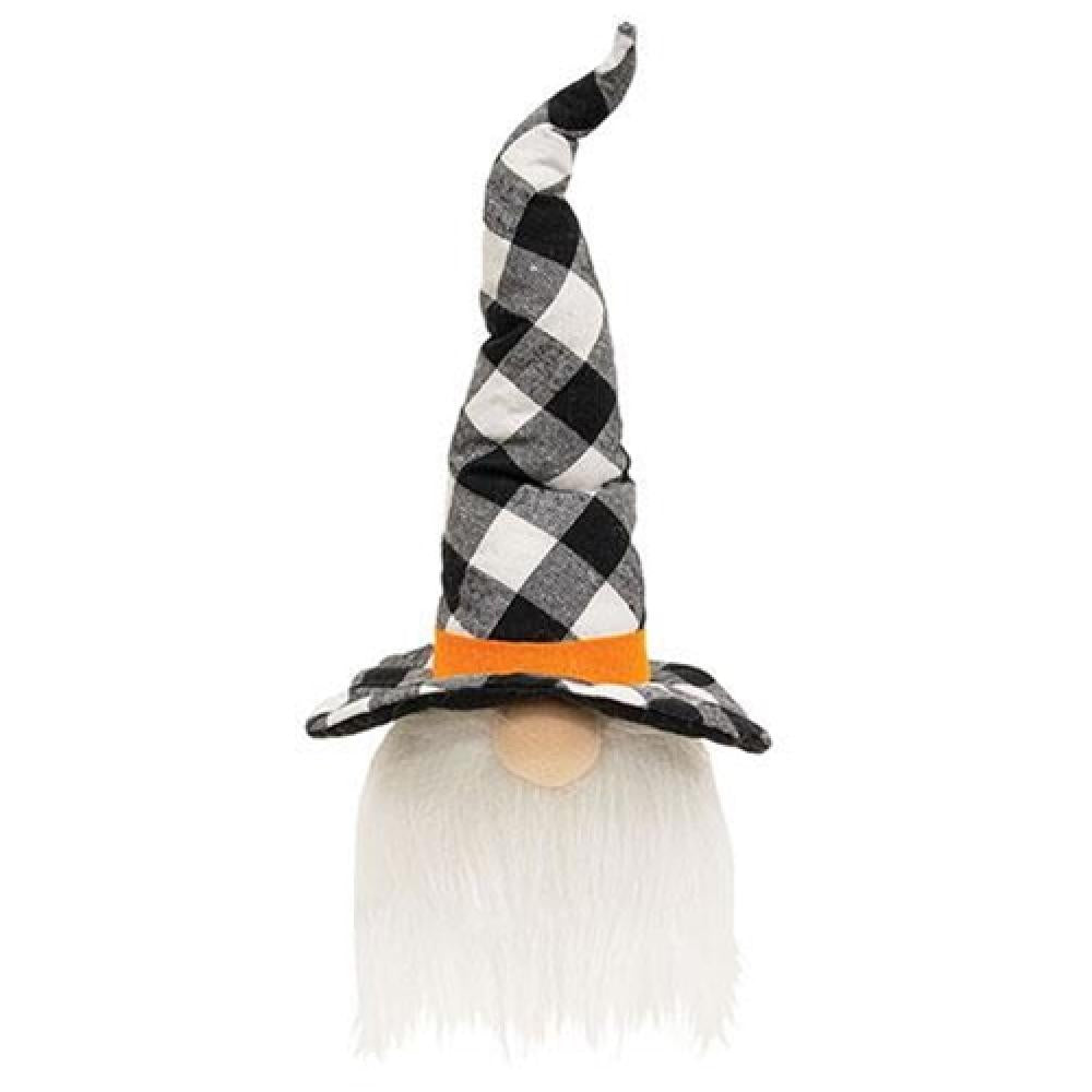 Buffalo Check Witch Hat Gnome - Halloween Decor, Christmas Gnomes, Festive Home & Garden Decorations - Perfect for Holiday Parties, Porch Displays & Seasonal Gift Giving