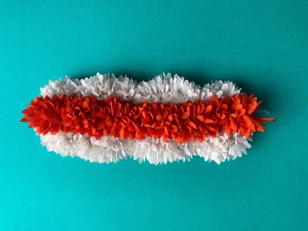 Dreams@Bharatanatyam Artificial Jasmine Flower Hair Garland - White (2 Pieces) & Orange (1 Piece) 15 Inch Hair Accessories for Wedding, Dance Performance & Special Occasions