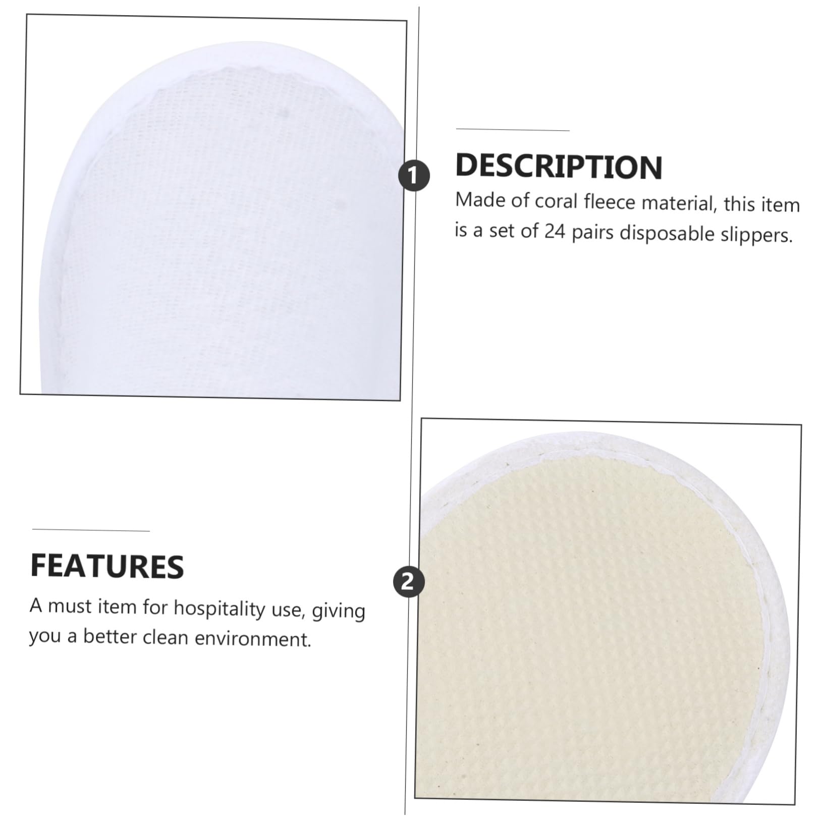 24 Pairs Disposable Slippers for Hotel & Spa - Soft Coral Fleece Unisex Slippers for Men & Women - Bulk Pack of White Portable Slippers for Travel, Wedding, and Home Use