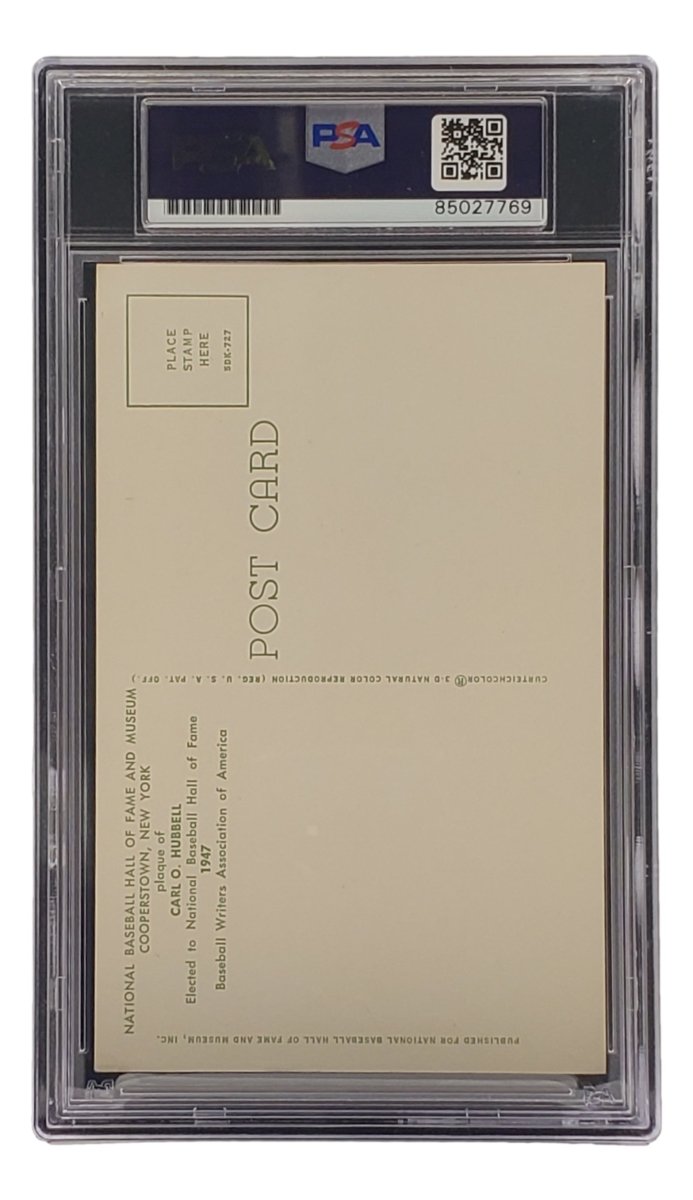 Carl Hubbell Autographed 4x6 New York Giants Hall Of Fame Plaque Card with PSA/DNA Certification #85027769 - Perfect for Baseball Memorabilia Collectors and Sports Fans Display