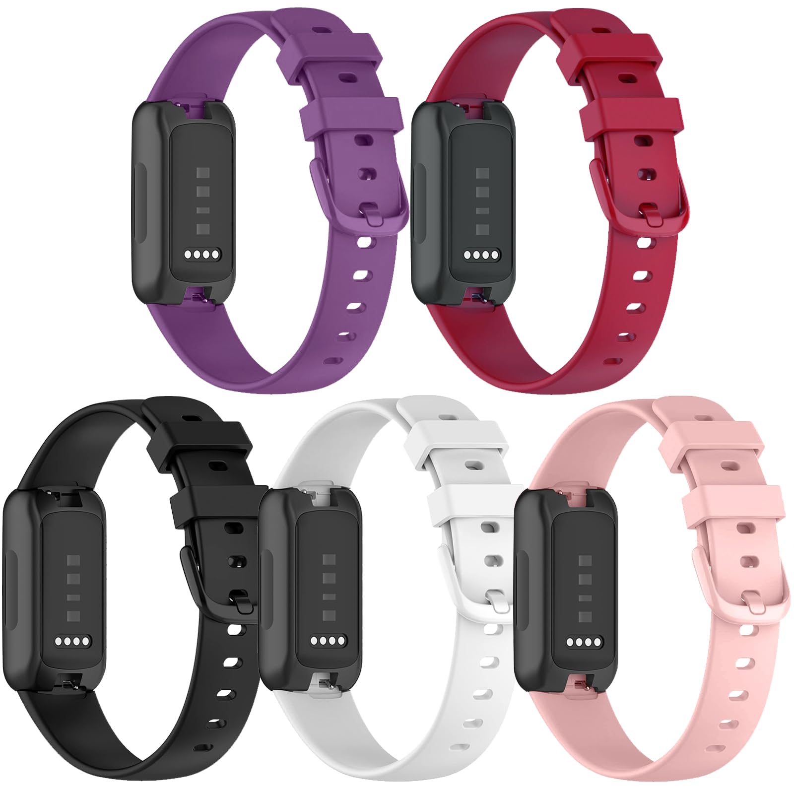 Nigaee 5 Pack Soft Silicone Replacement Bands for Fitbit Inspire 3 - Adjustable Breathable Wristbands for Women & Men - Perfect for Workouts, Running & Daily Wear