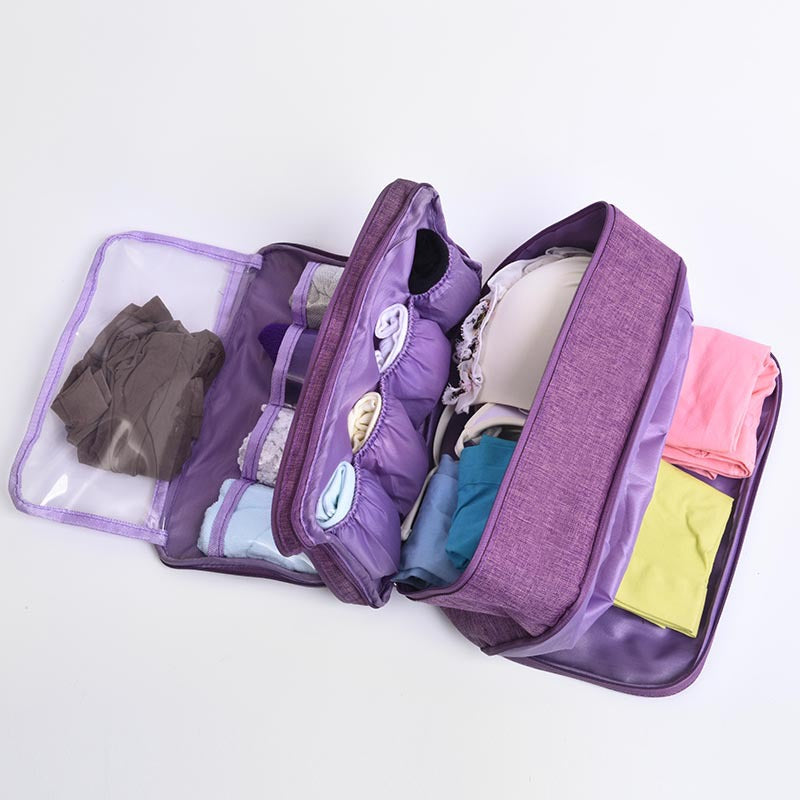 Multi-Function Travel Makeup Bag for Women - 3-Tier Cosmetic Organizer with Underwear Storage | Perfect for Vacation, Gym & Daily Use