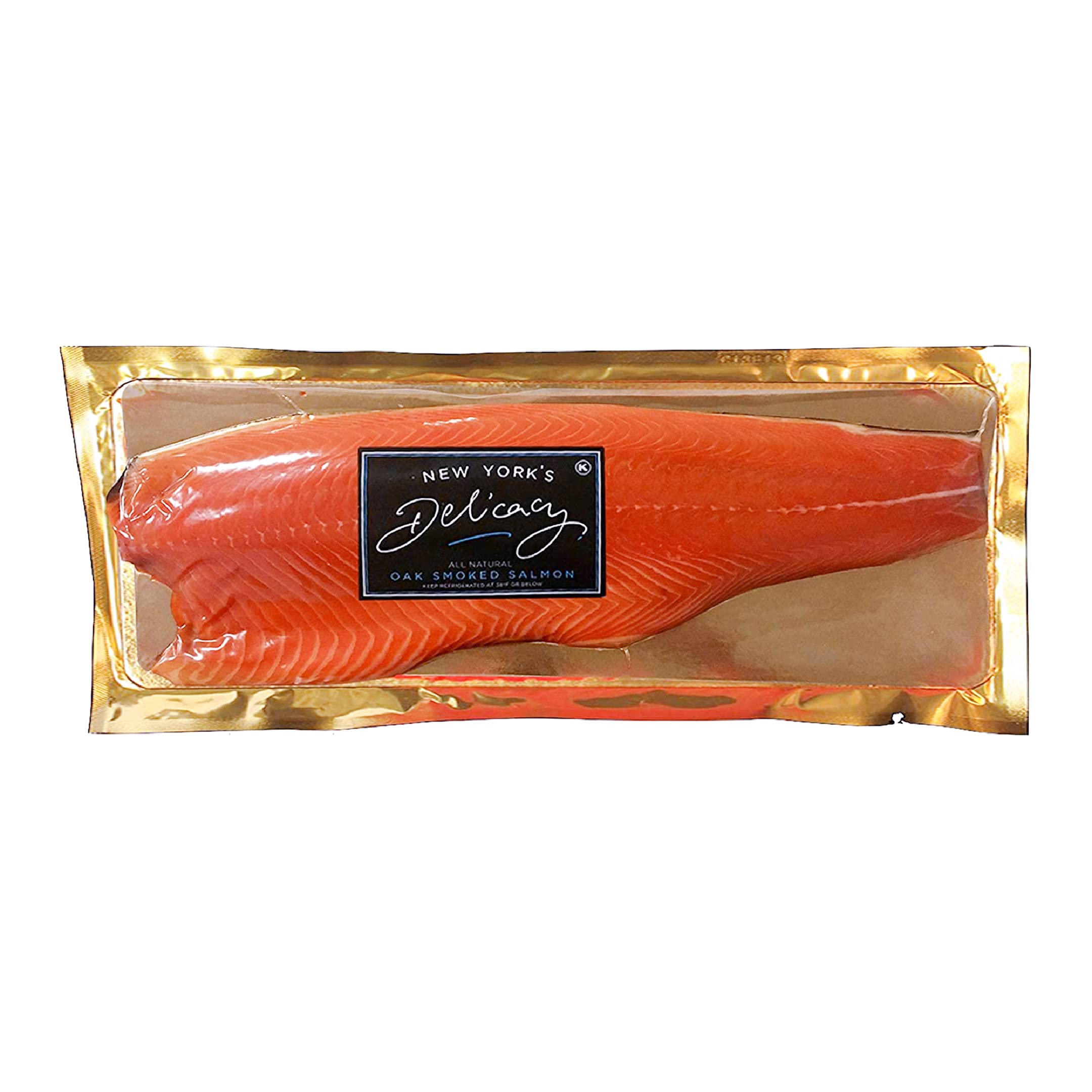 Premium Smoked Salmon Nova - 2.5 Lb (1 Fillet) | Pre-Sliced, Skinless, Kosher Certified, Gluten Free | Rich in Omega-3 | Fresh Atlantic Salmon | Perfect for Bagels, Salads & Charcuterie Boards