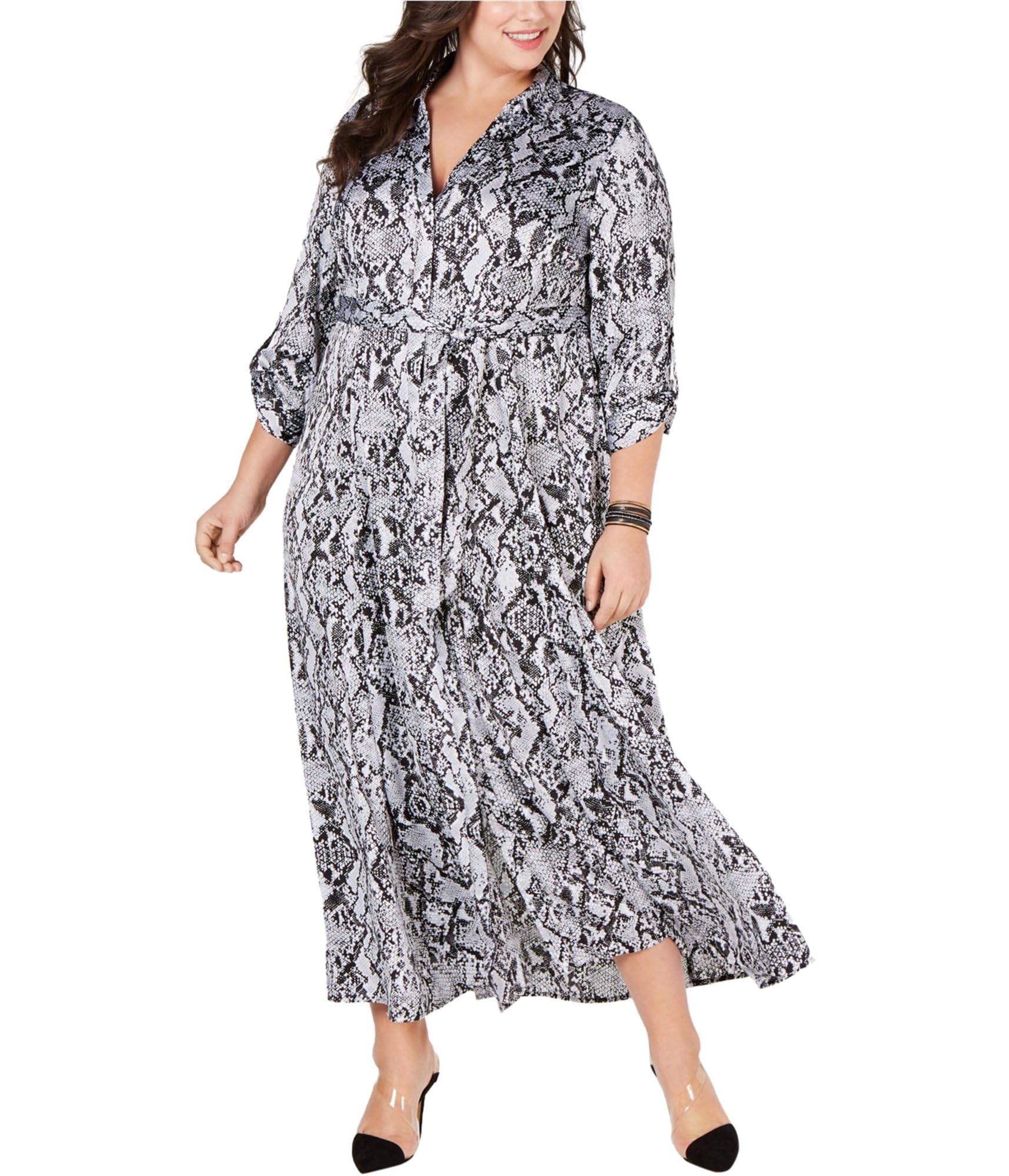 Women's Plus Size 16W Black Snake Print Maxi Dress - Elegant & Comfortable for Casual Outings, Beach Vacations, and Evening Events