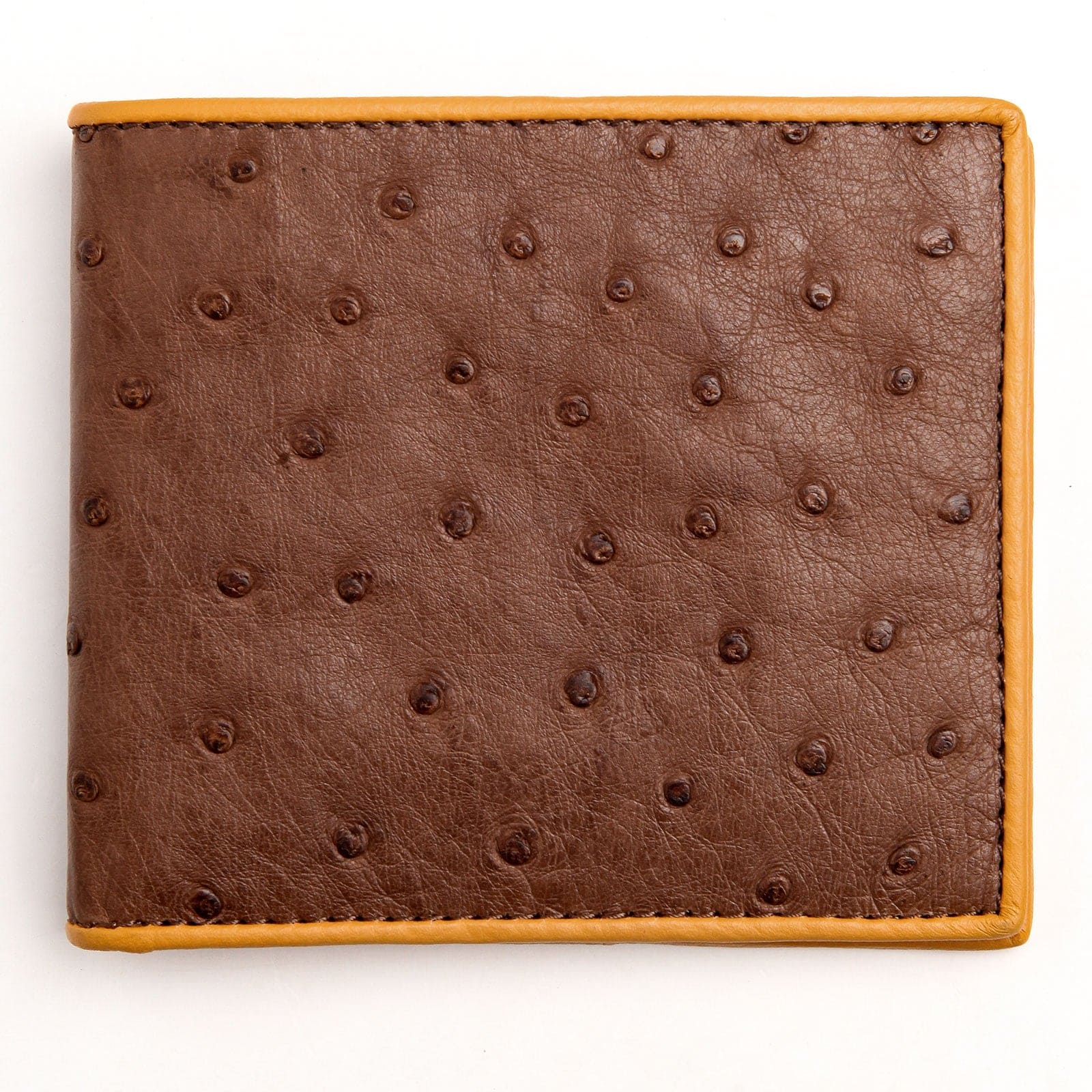 Luxury Dark Brown Two-Tone Ostrich Leather Wallet for Men - Genuine Exotic Skin Bifold Wallet with RFID Protection - Perfect for Business, Travel & Everyday Use