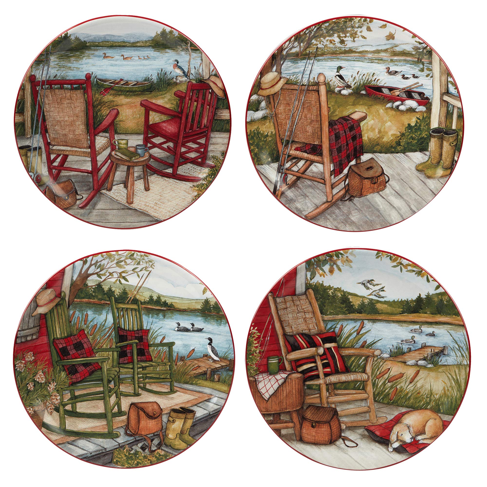 Certified International Lake Retreat 16-Piece Dinnerware Set - Service for 4 - Elegant Porcelain Dishes for Casual Dining, Entertaining & Family Gatherings