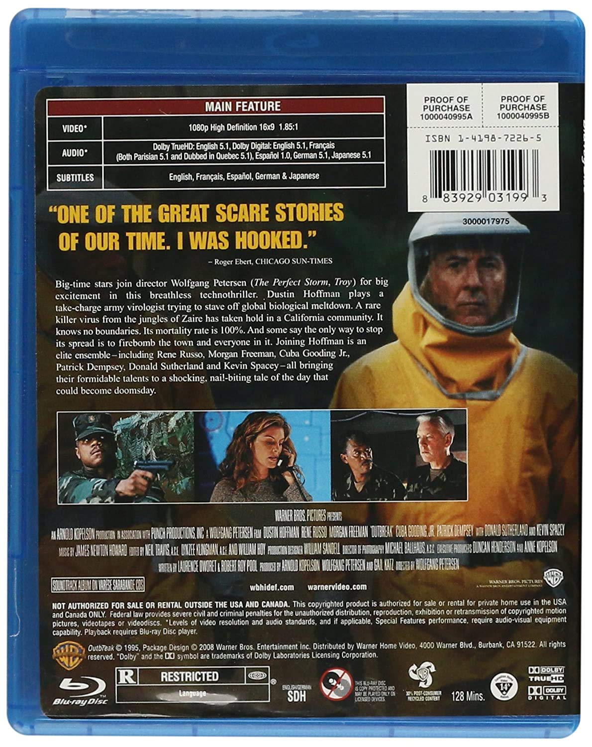 Outbreak [Blu-ray] - Warner Home Video | Thriller Movie | Perfect for Home Theater & Movie Night Entertainment